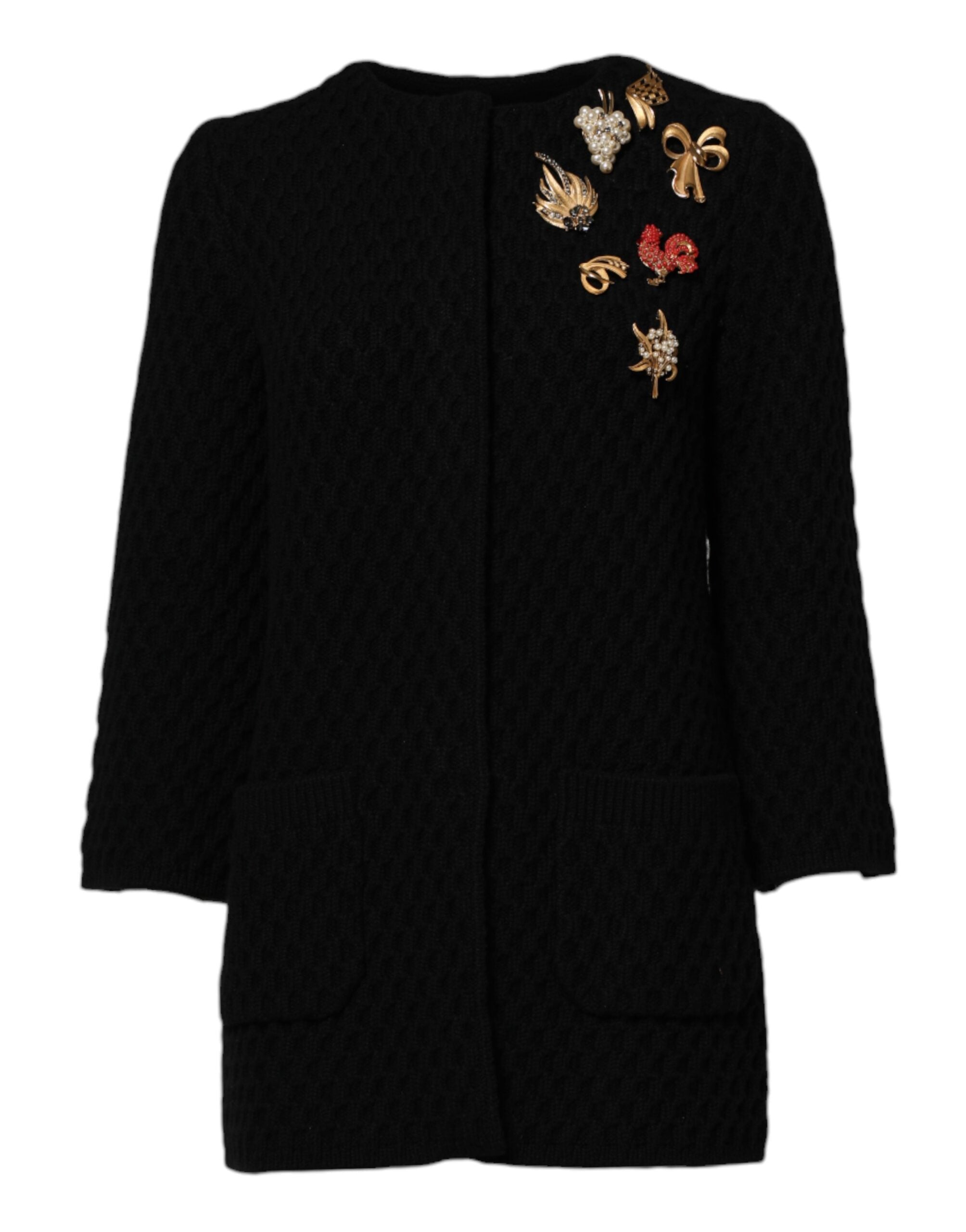 Dolce & Gabbana black quilted cashmere jacket with embellishments-2
