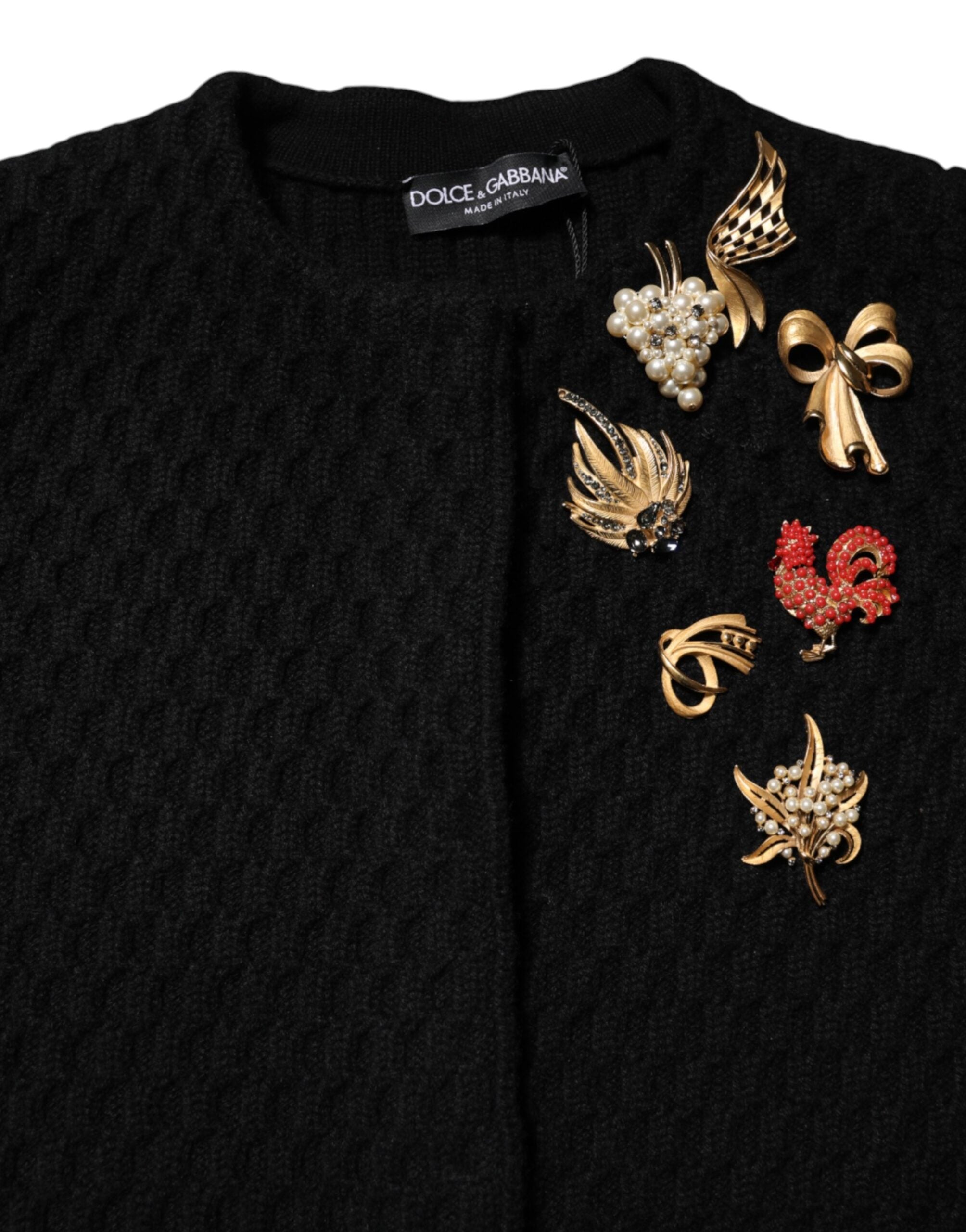 Dolce & Gabbana black quilted cashmere jacket with embellishments-4