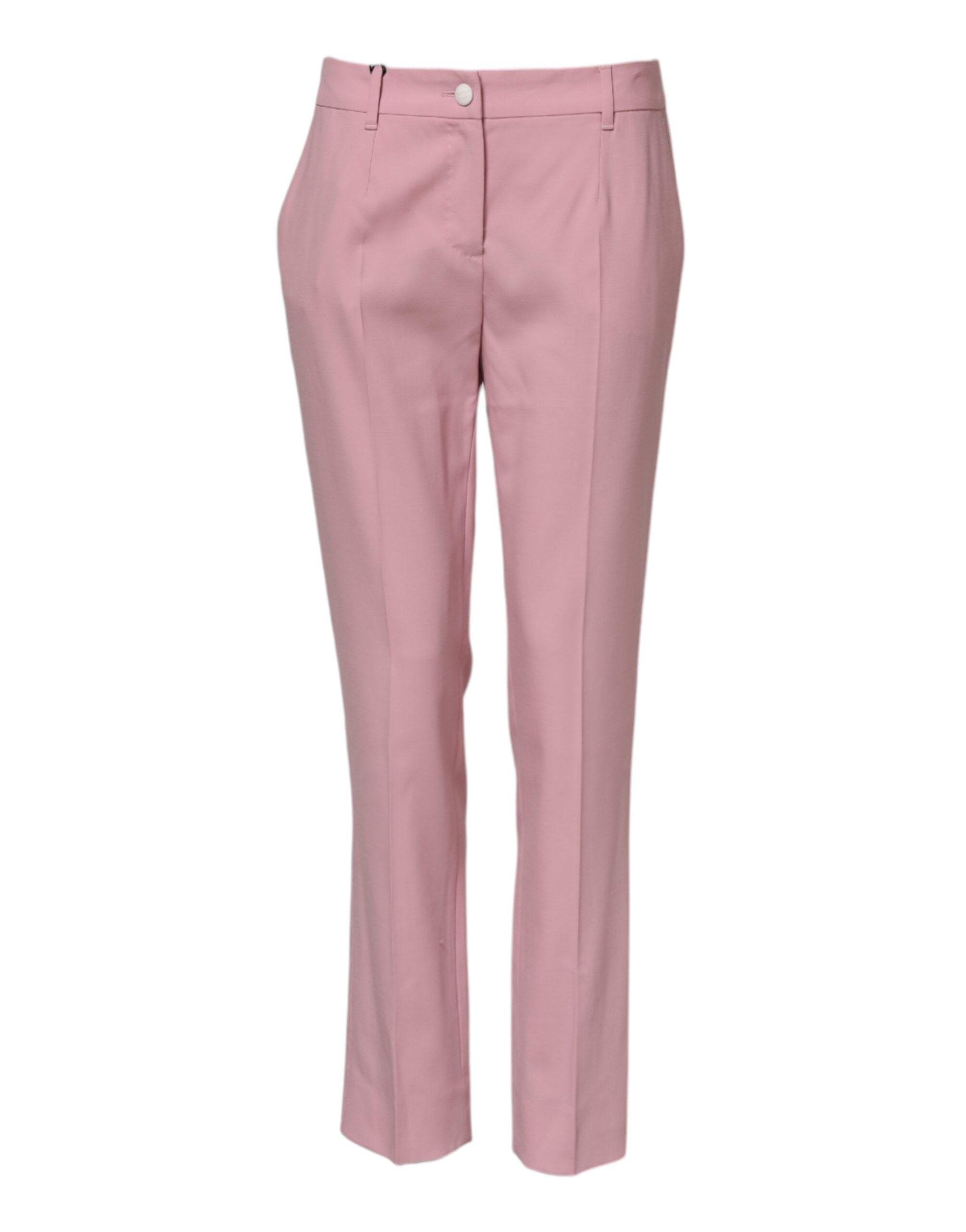 Dolce & Gabbana Pink Wool Mid Waist Tapered Pants-2