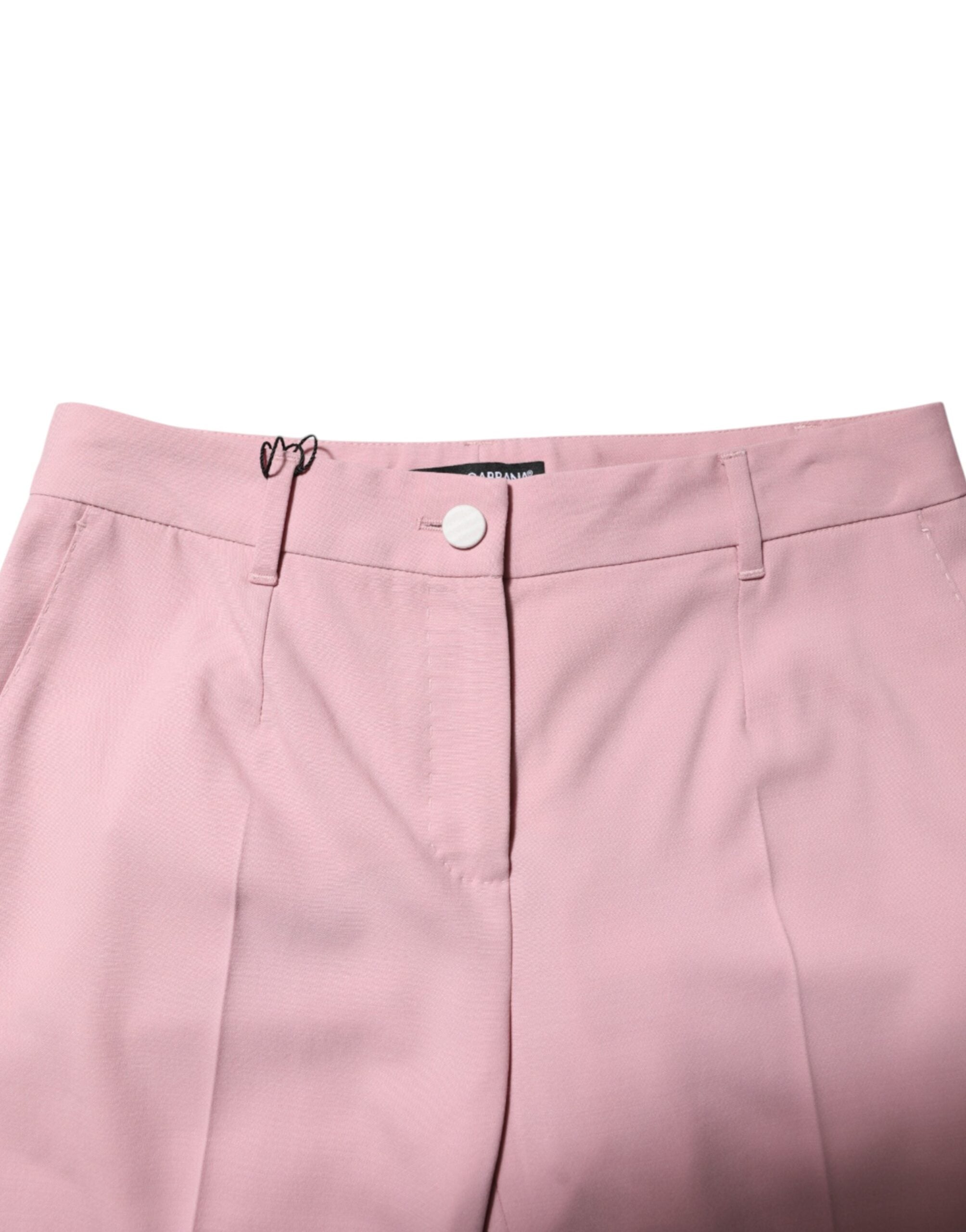 Dolce & Gabbana Pink Wool Mid Waist Tapered Pants-4
