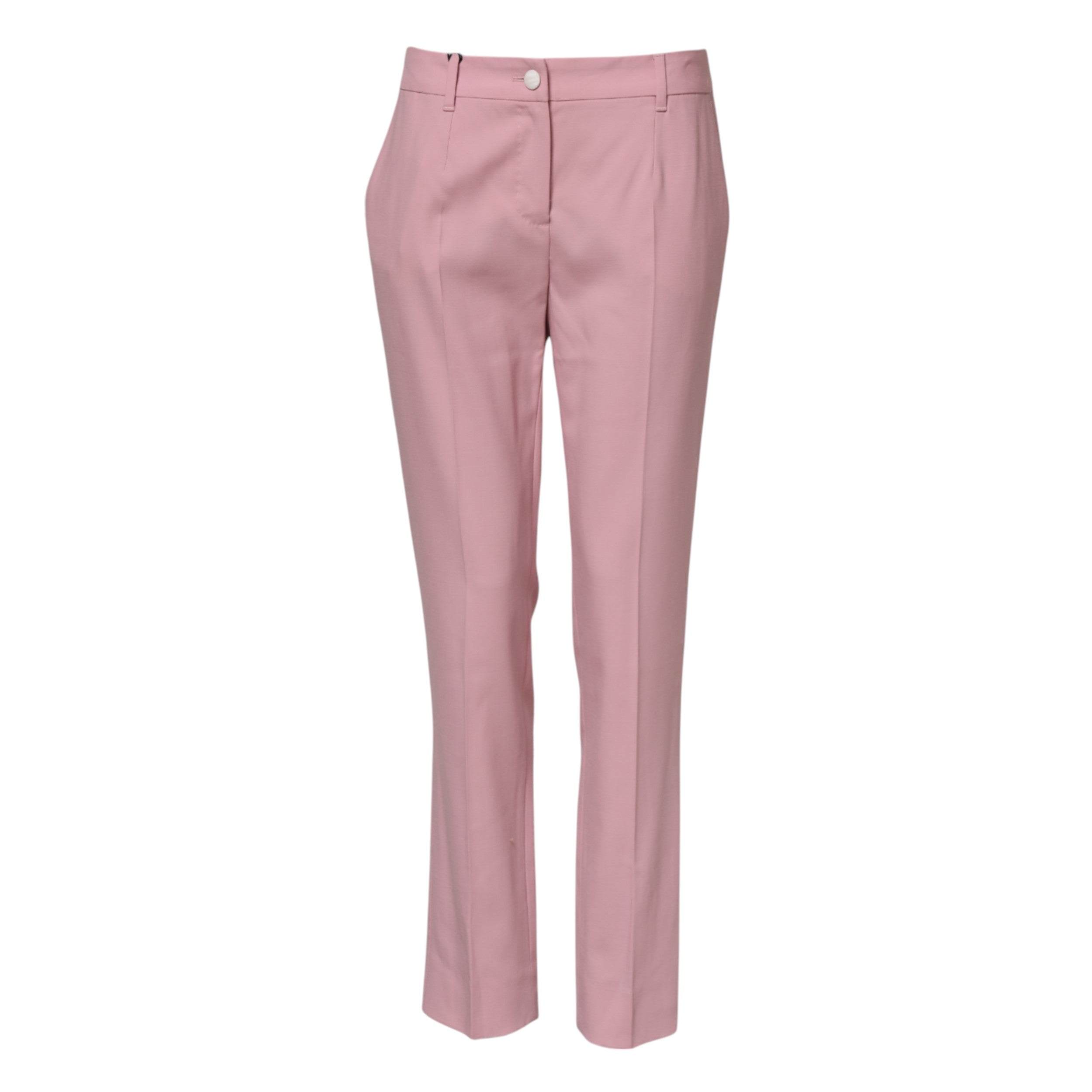 Dolce & Gabbana Pink Wool Mid Waist Tapered Pants-5