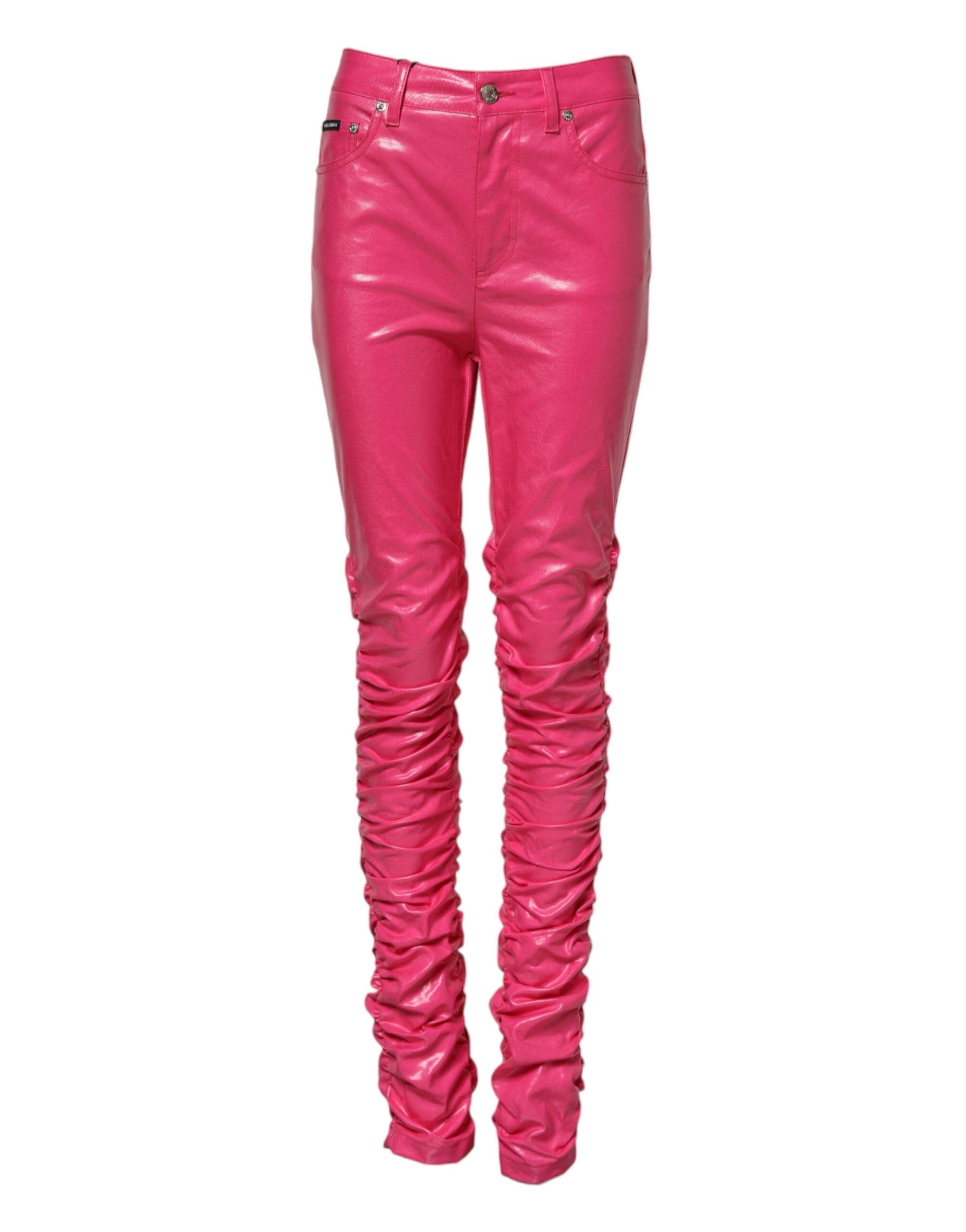 Dolce & Gabbana Rosa Baumwoll-Skinny-Jeans mit hoher Taille-1