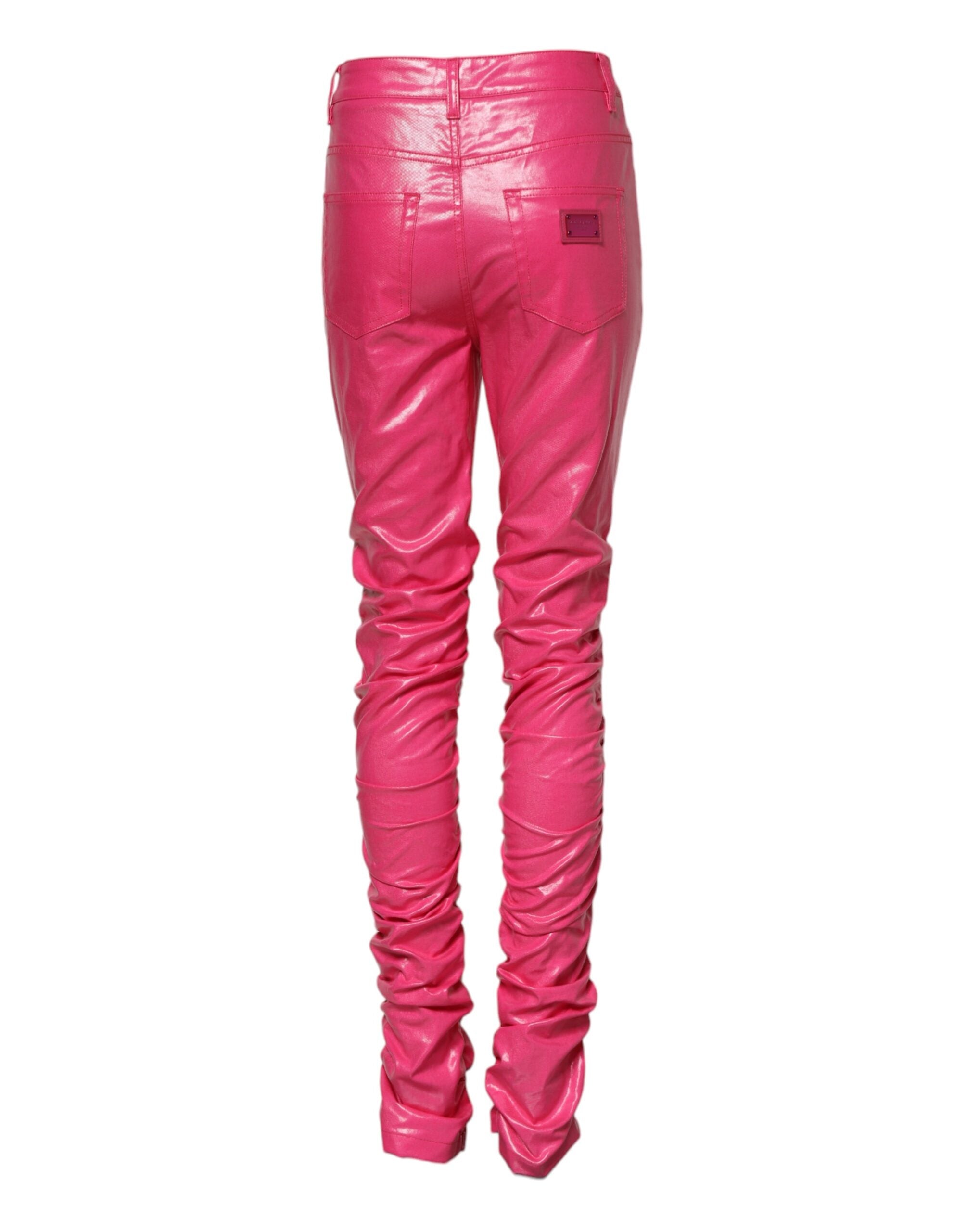 Dolce & Gabbana Rosa Baumwoll-Skinny-Jeans mit hoher Taille-3