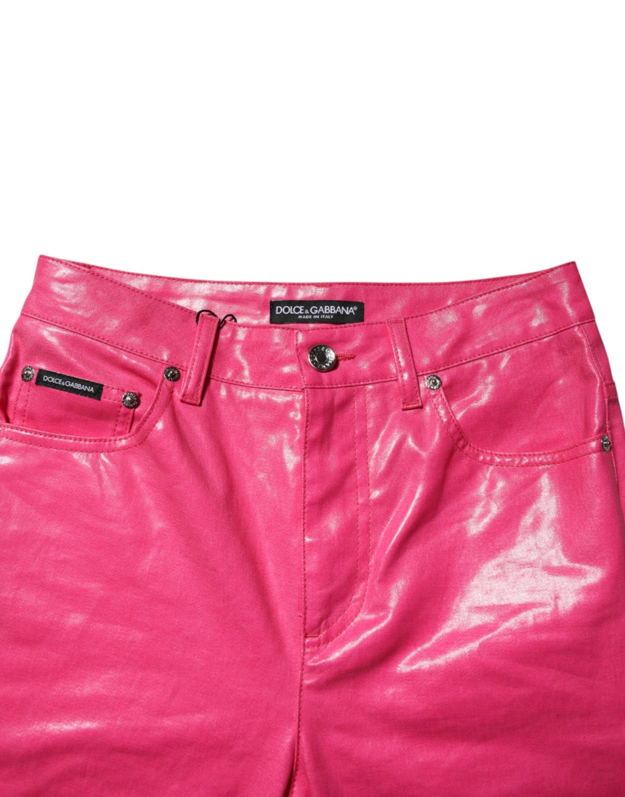 Dolce & Gabbana Rosa Baumwoll-Skinny-Jeans mit hoher Taille-4