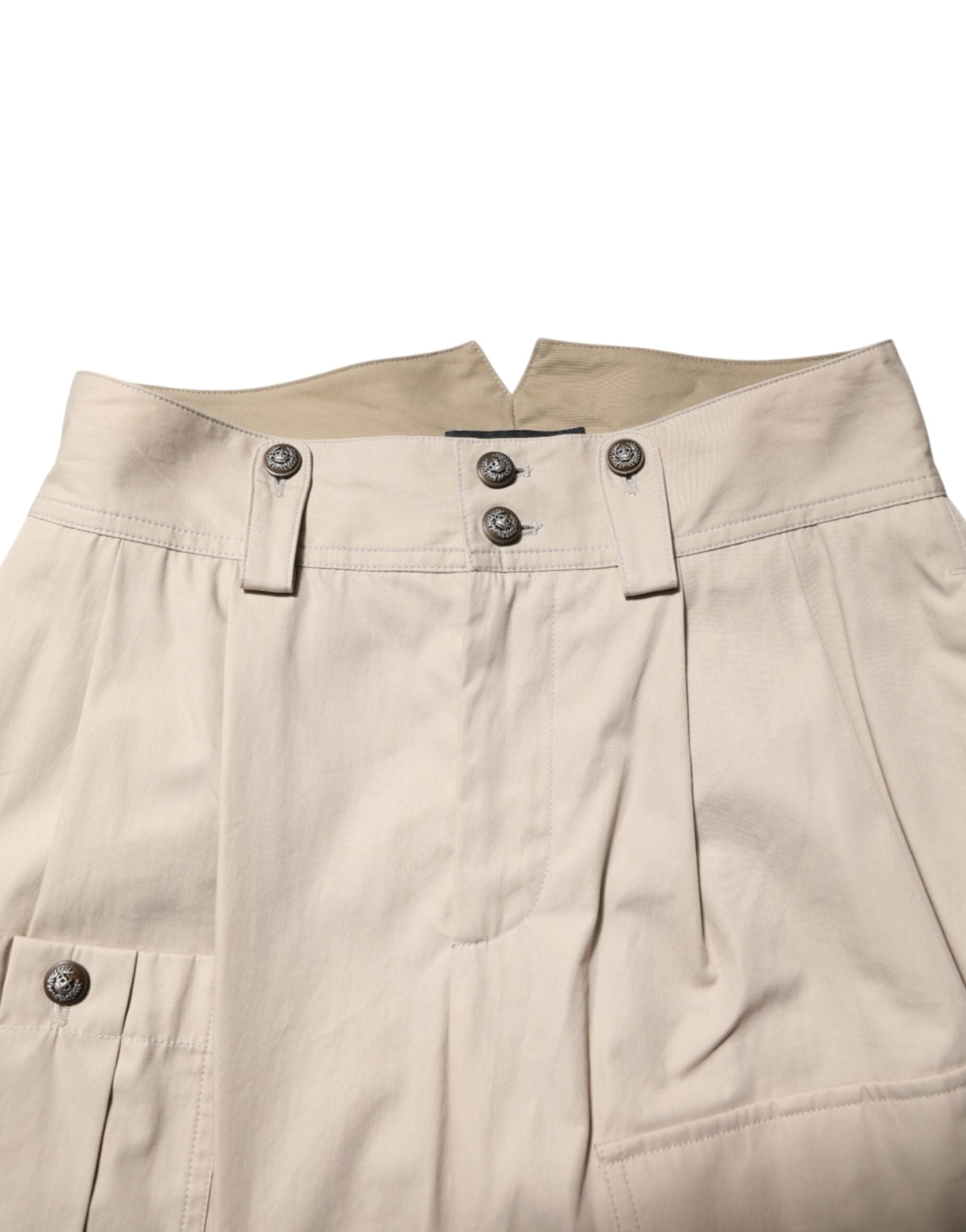 Dolce & Gabbana beige high-waisted trousers in cotton-4