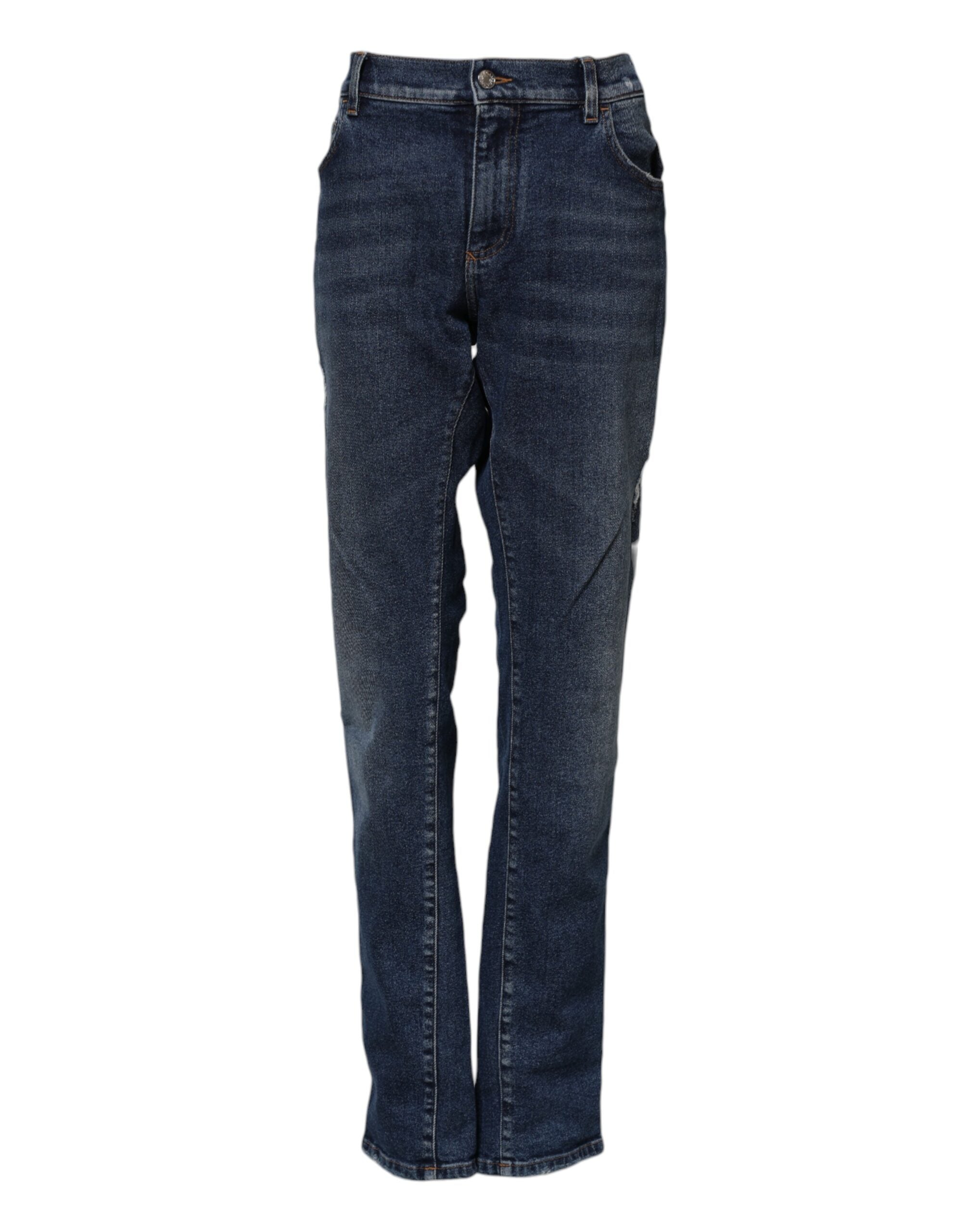 Dolce & Gabbana Blue Straight Denim Jeans with Mid Waist in Cotton -1