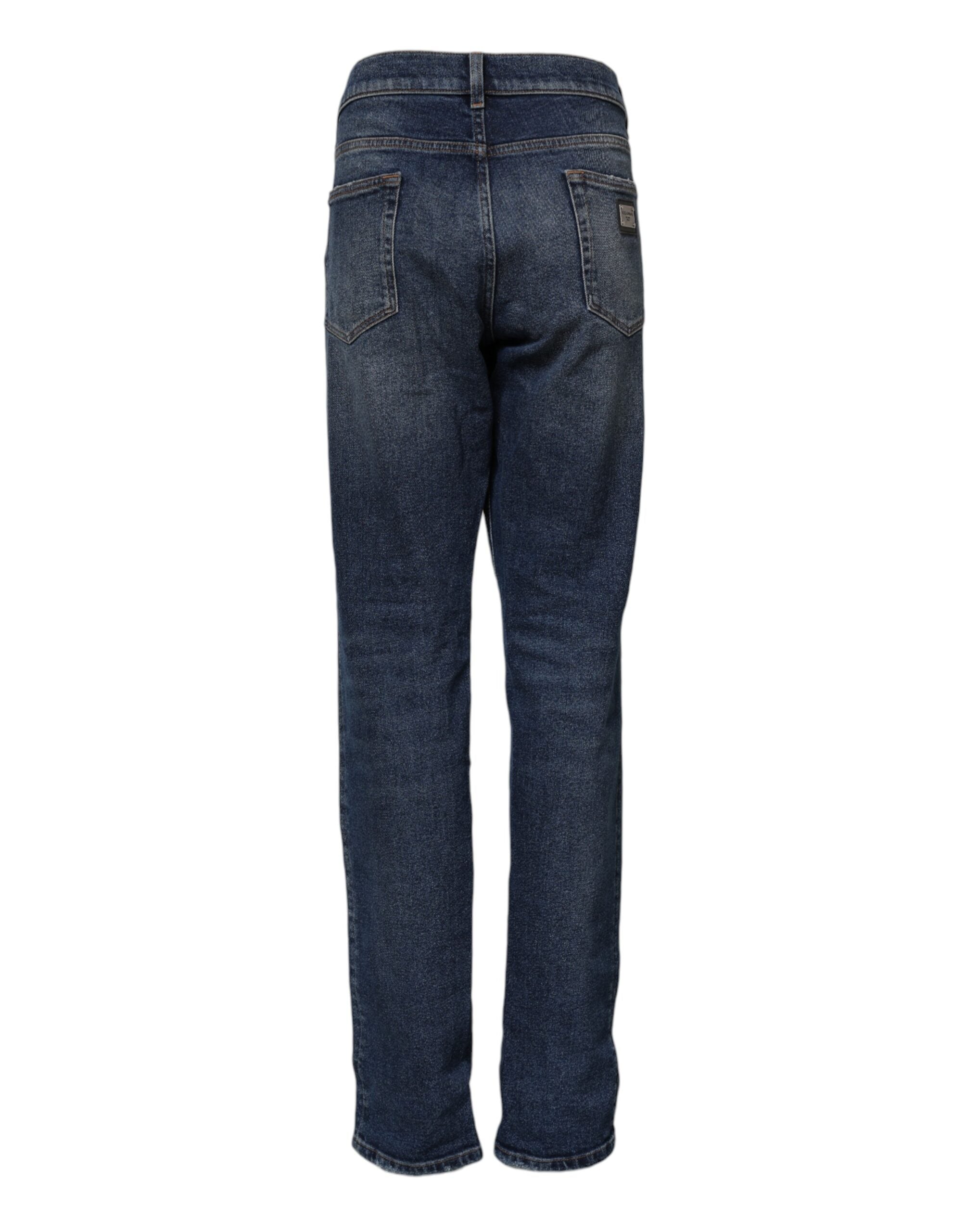 Dolce & Gabbana Blue Straight Denim Jeans with Mid Waist in Cotton -3