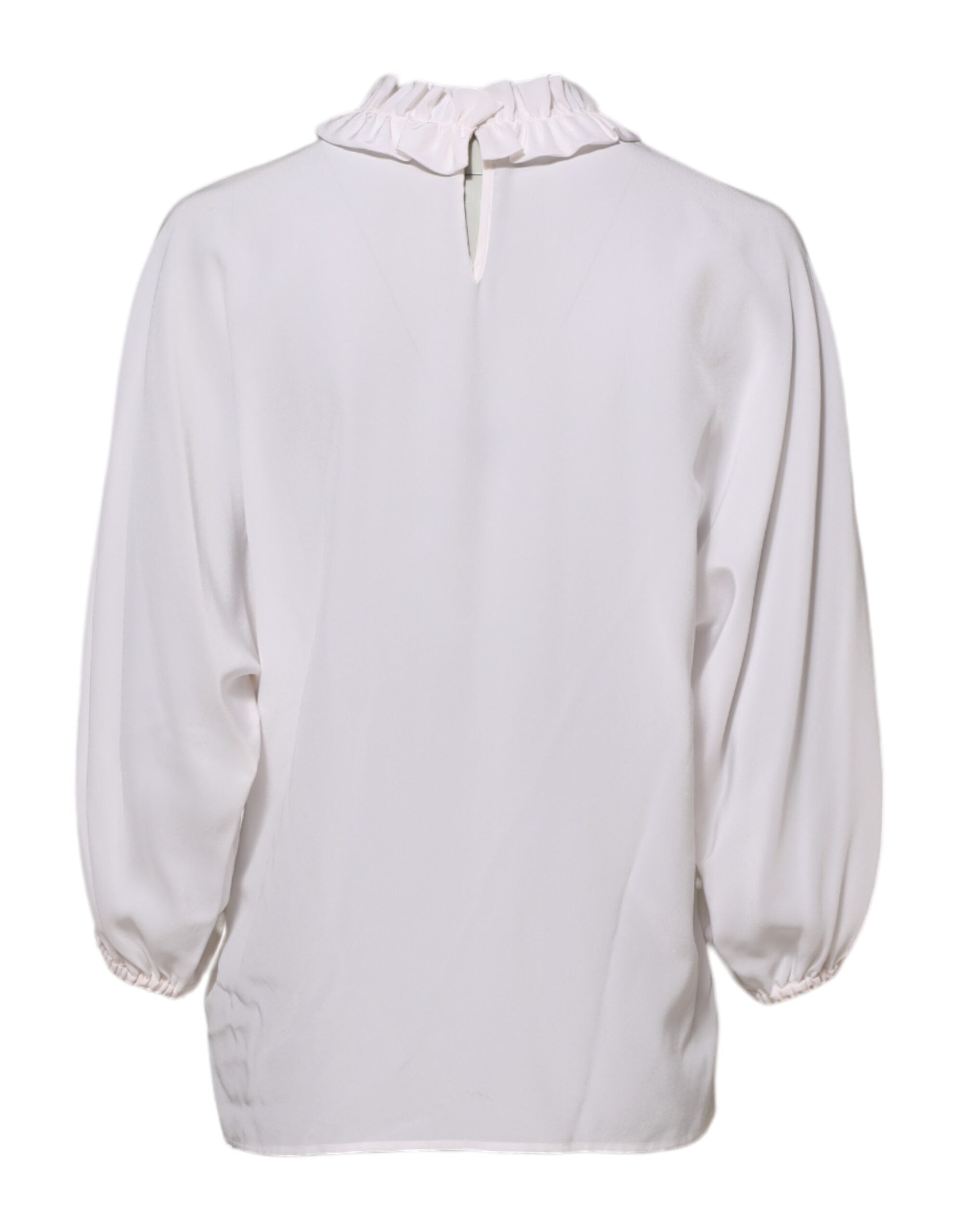 Dolce & Gabbana White Blouse with Gathered Neckline Sweater Top-3