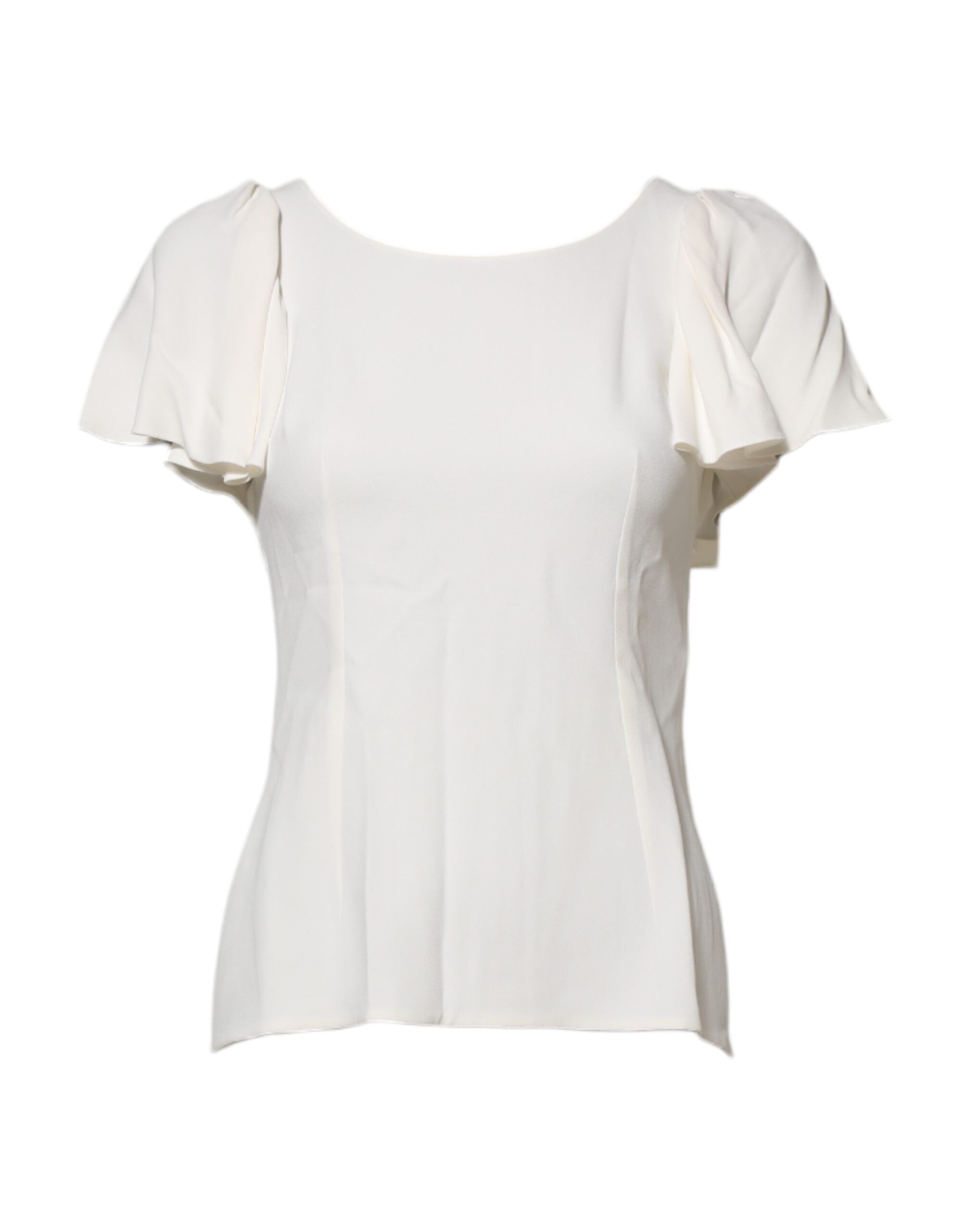 Dolce & Gabbana White Round Neck Short Sleeve Blouse Top-2
