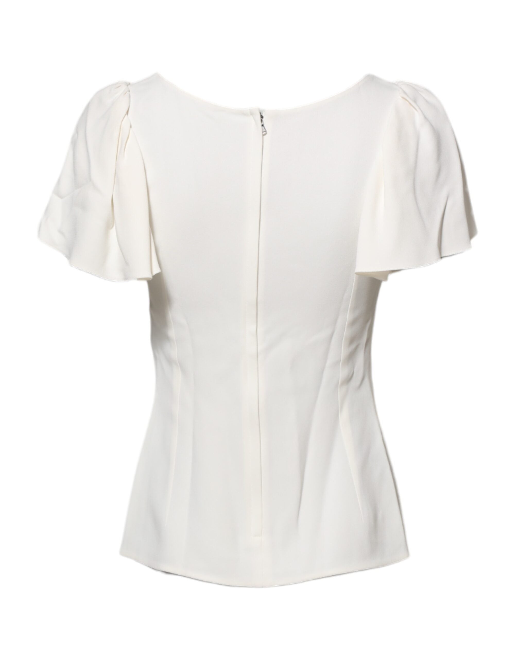 Dolce & Gabbana White Round Neck Short Sleeve Blouse Top-3