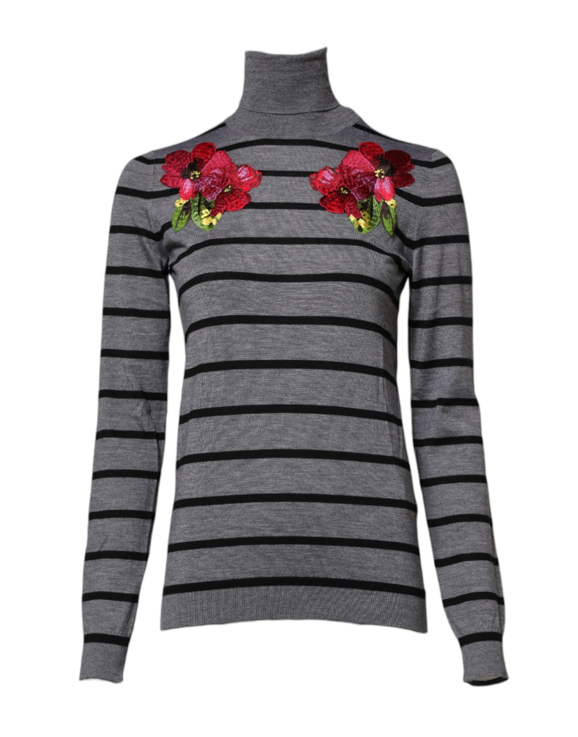 Dolce & Gabbana grey sweater with floral embroidery-2