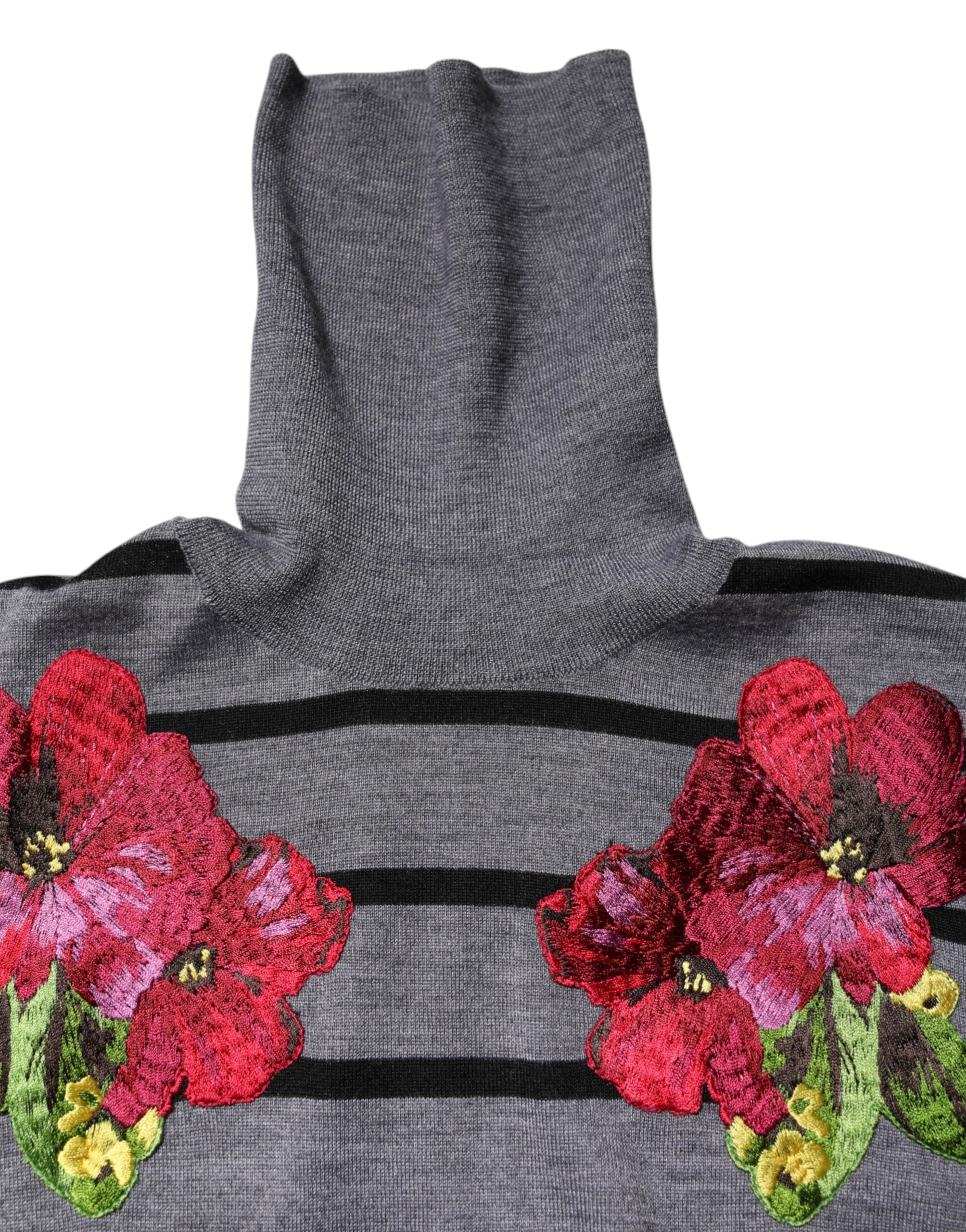 Dolce & Gabbana grey sweater with floral embroidery-4