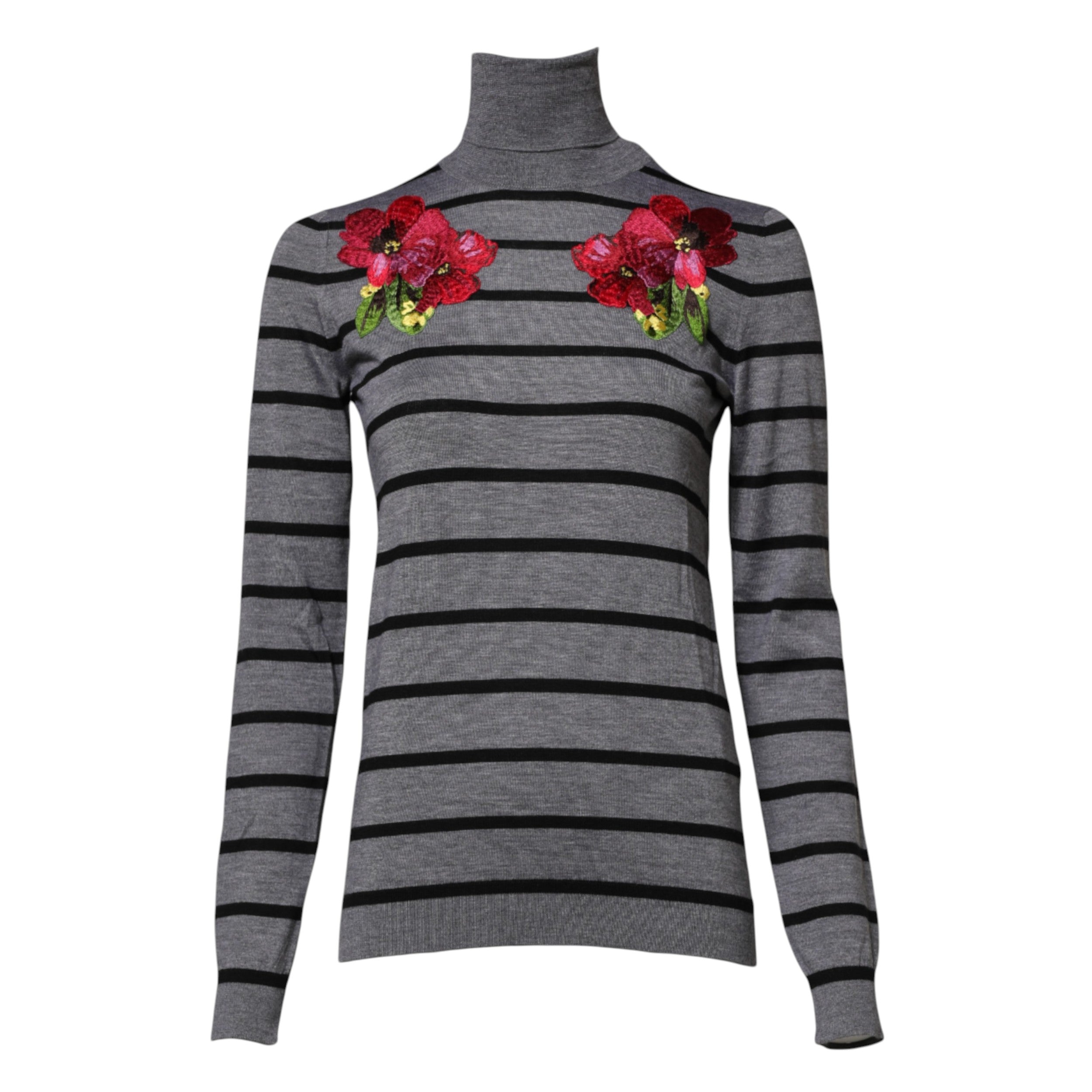 Dolce & Gabbana grey sweater with floral embroidery-5