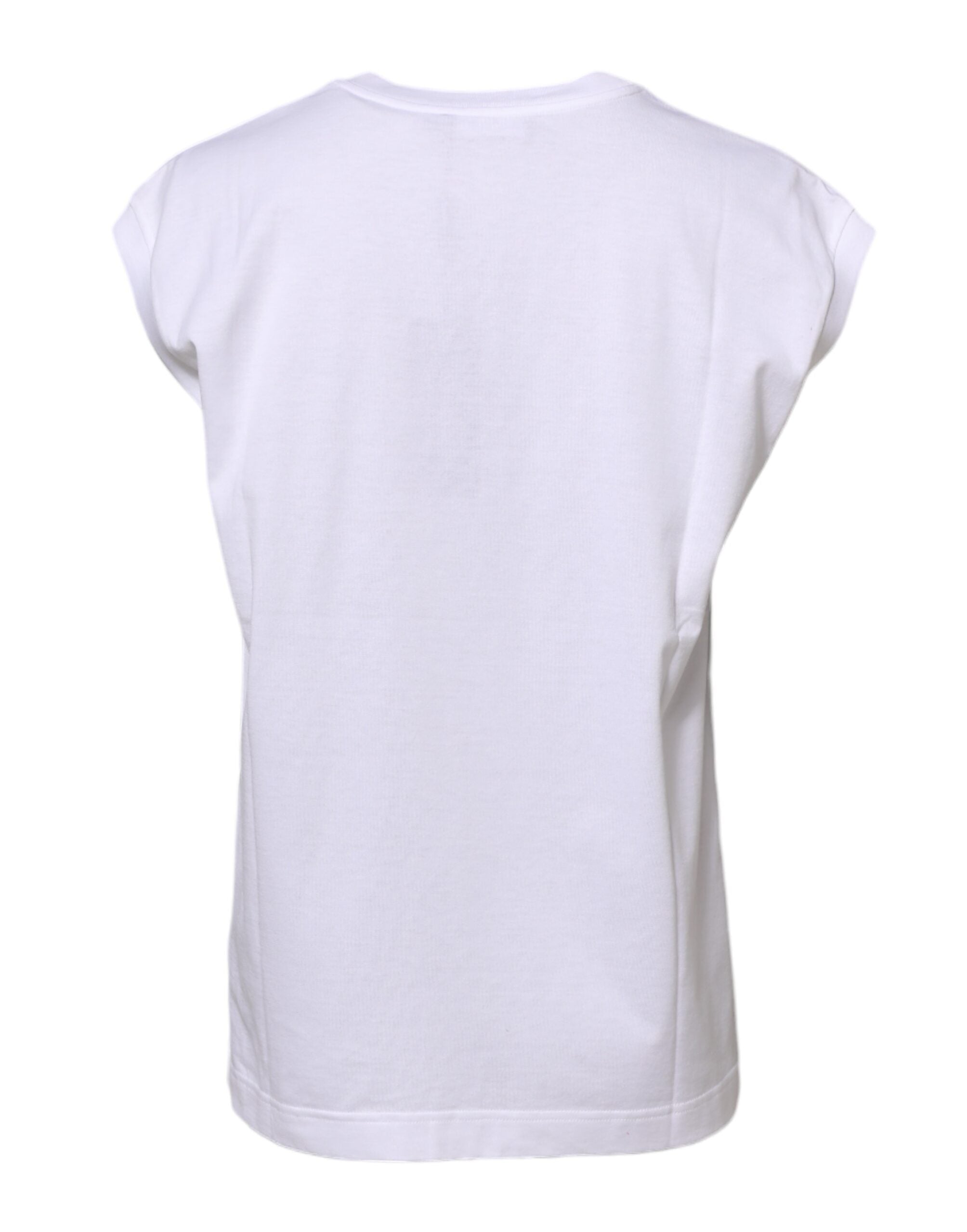 Dolce & Gabbana Weißes ärmelloses Baumwoll-Tank-T-Shirt für Frauen-3