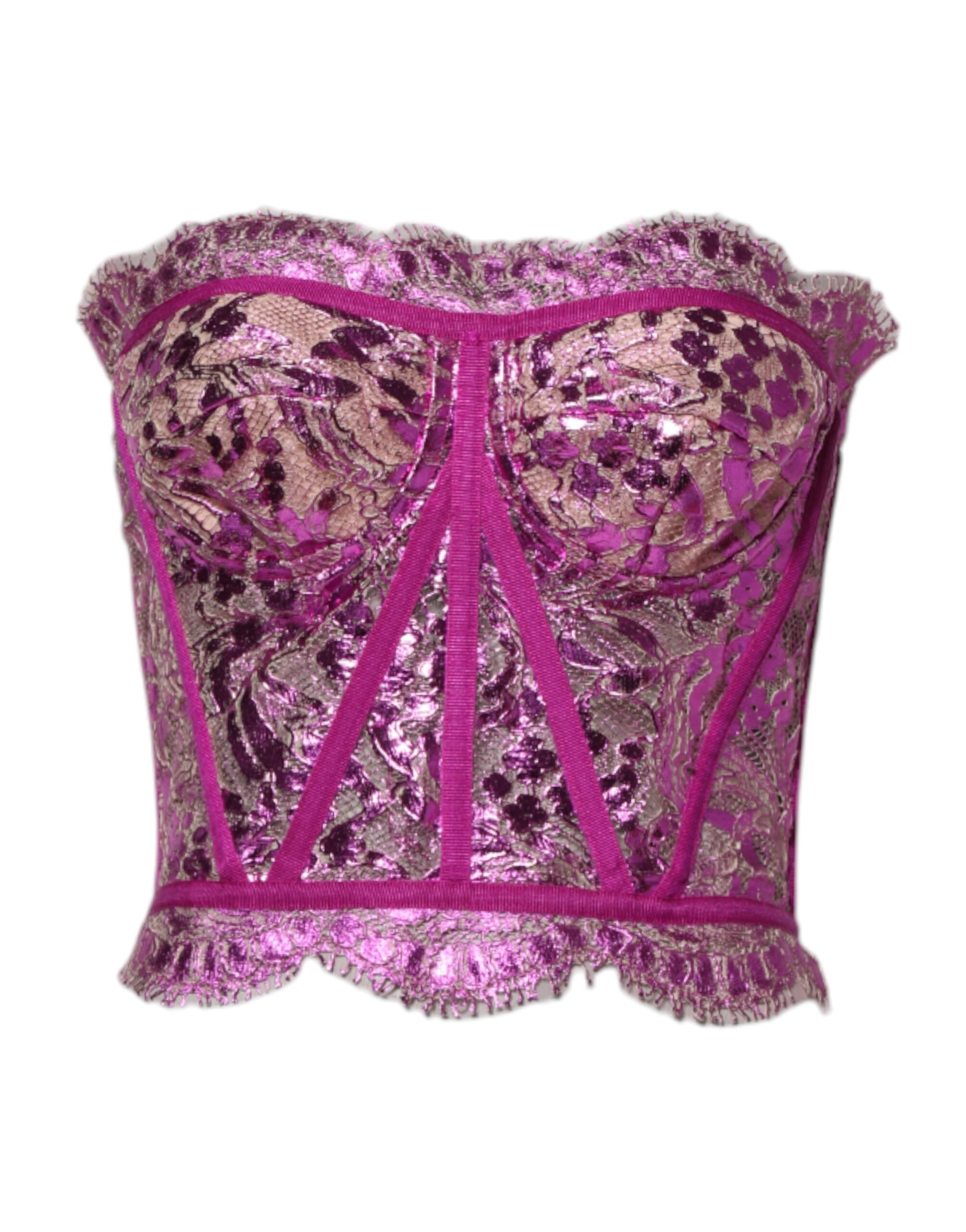 Blusa con corsé sin mangas y bustier rosa de Dolce & Gabbana-2