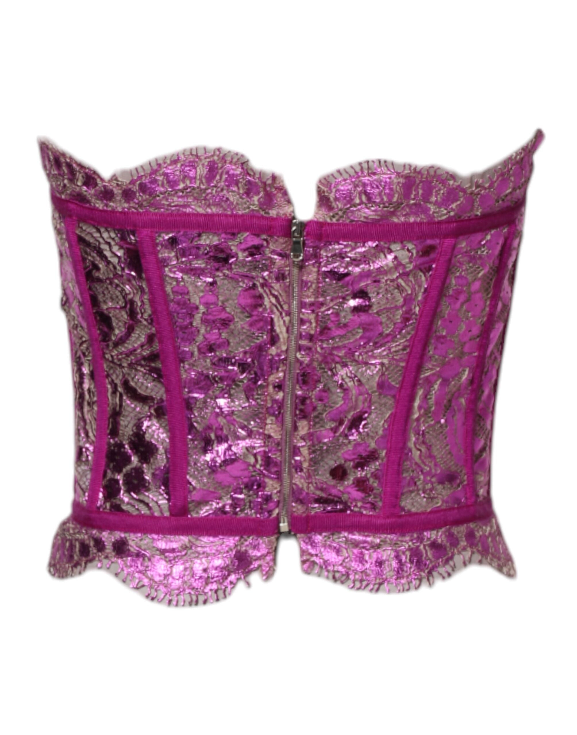 Blusa con corsé sin mangas y bustier rosa de Dolce & Gabbana-3
