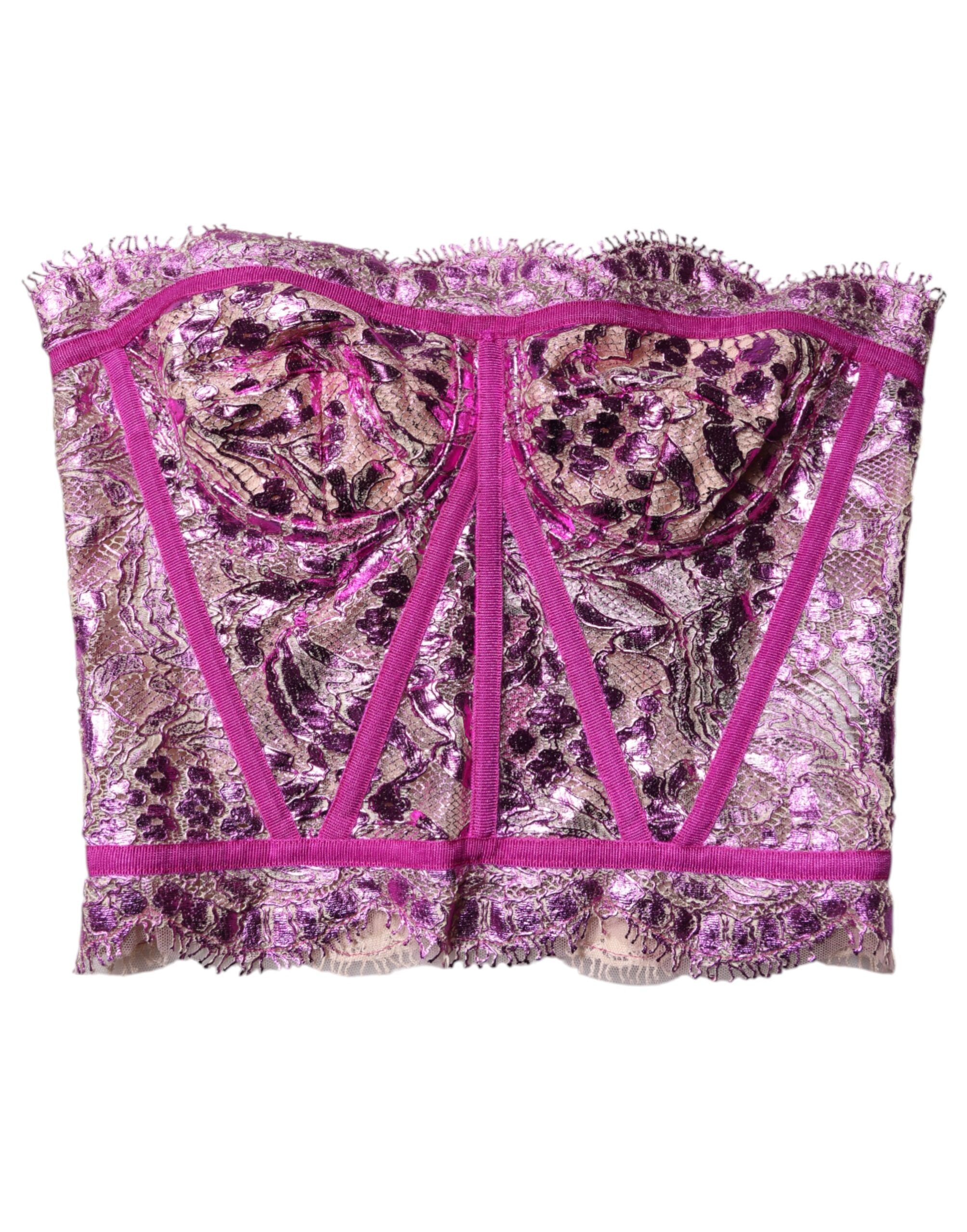 Blusa con corsé sin mangas y bustier rosa de Dolce & Gabbana-4