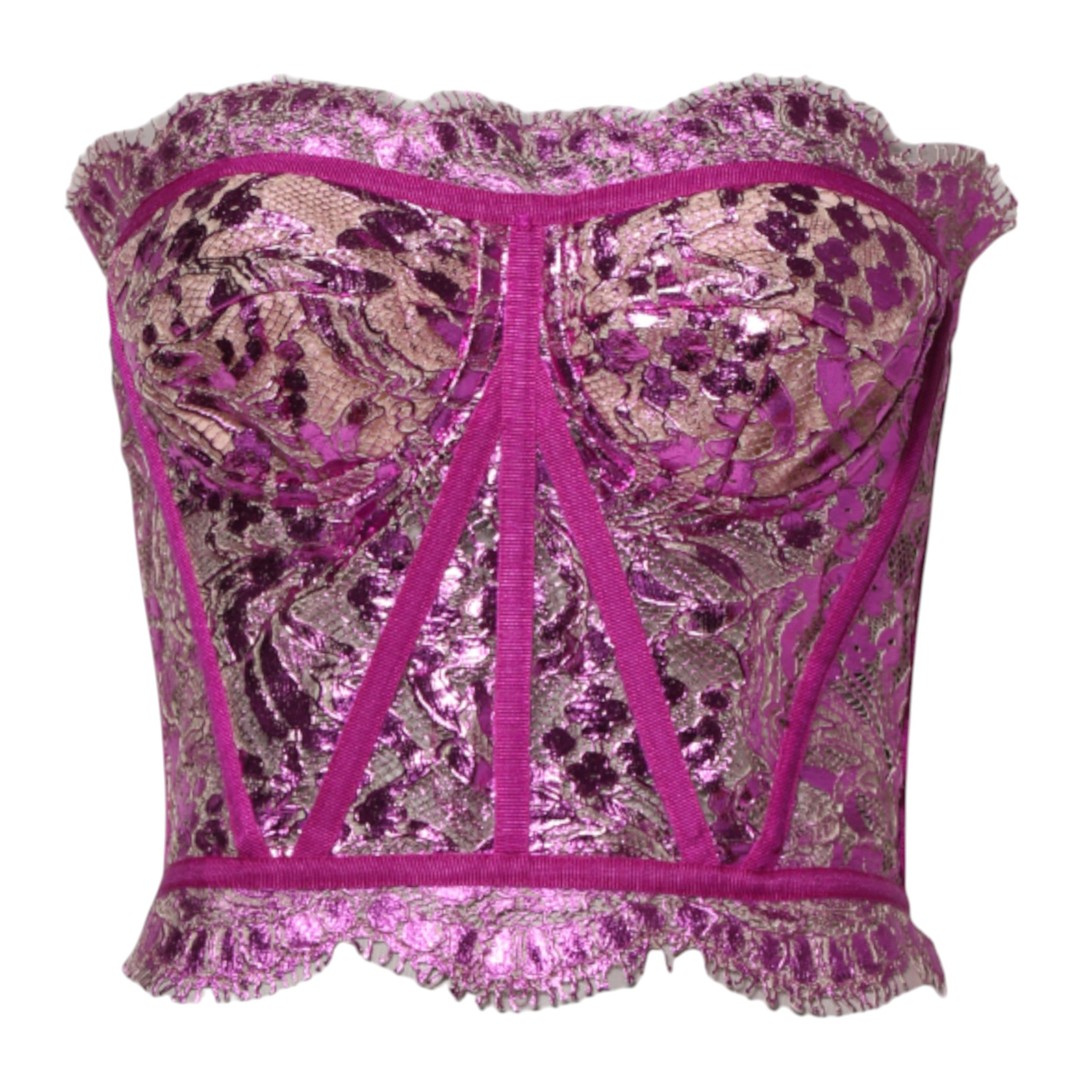 Blusa con corsé sin mangas y bustier rosa de Dolce & Gabbana-5