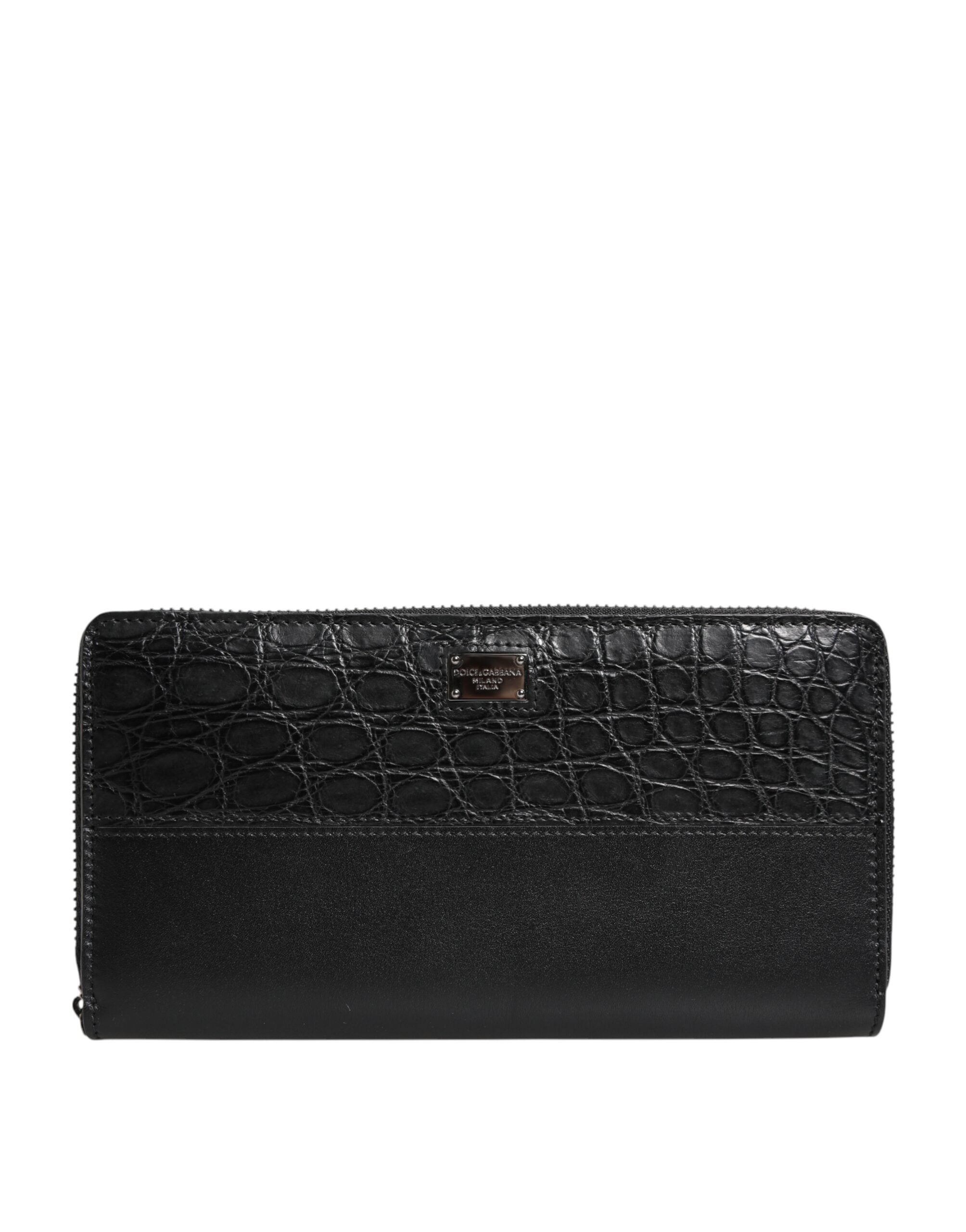 Dolce & Gabbana Black Leather Logo Plaque Zip Around Continental Wallet-2