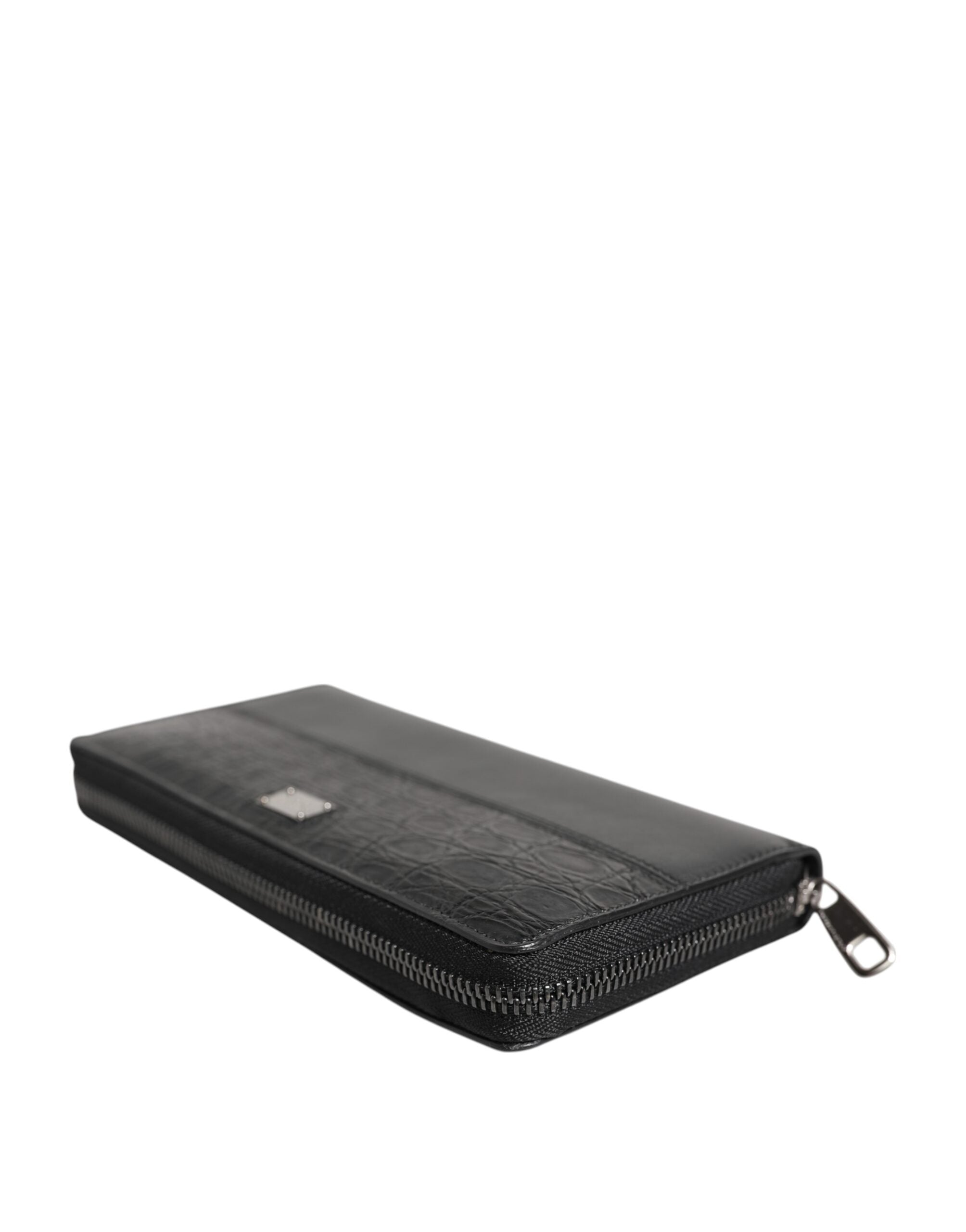 Dolce & Gabbana Black Leather Logo Plaque Zip Around Continental Wallet-5