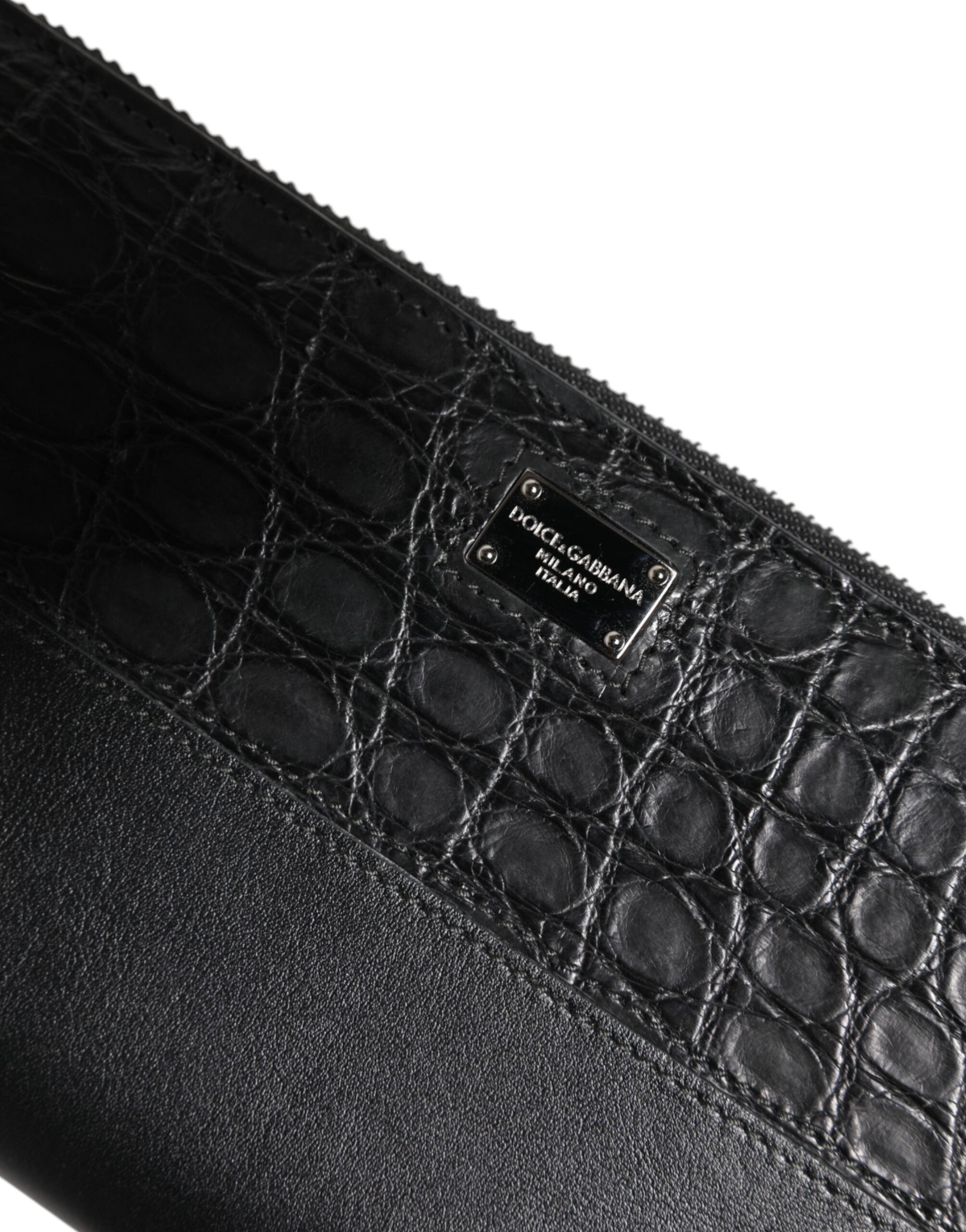 Dolce & Gabbana Black Leather Logo Plaque Zip Around Continental Wallet-6