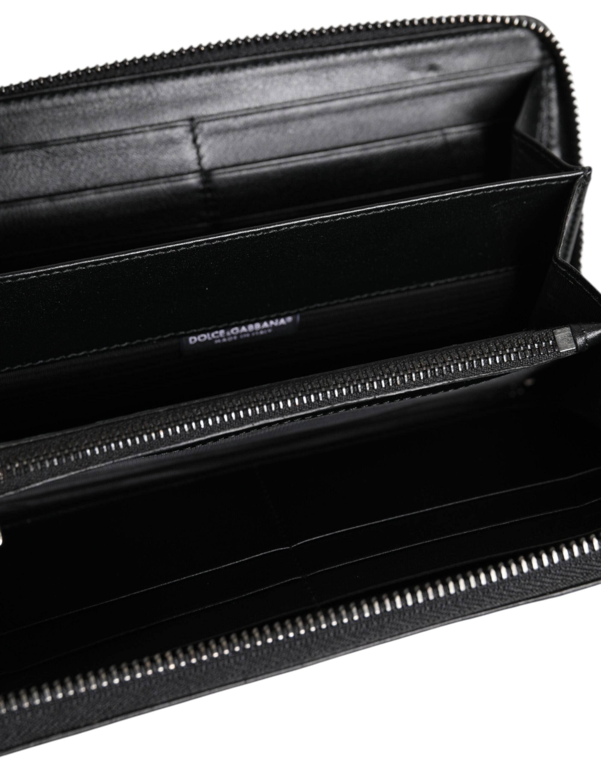 Dolce & Gabbana Black Leather Logo Plaque Zip Around Continental Wallet-7