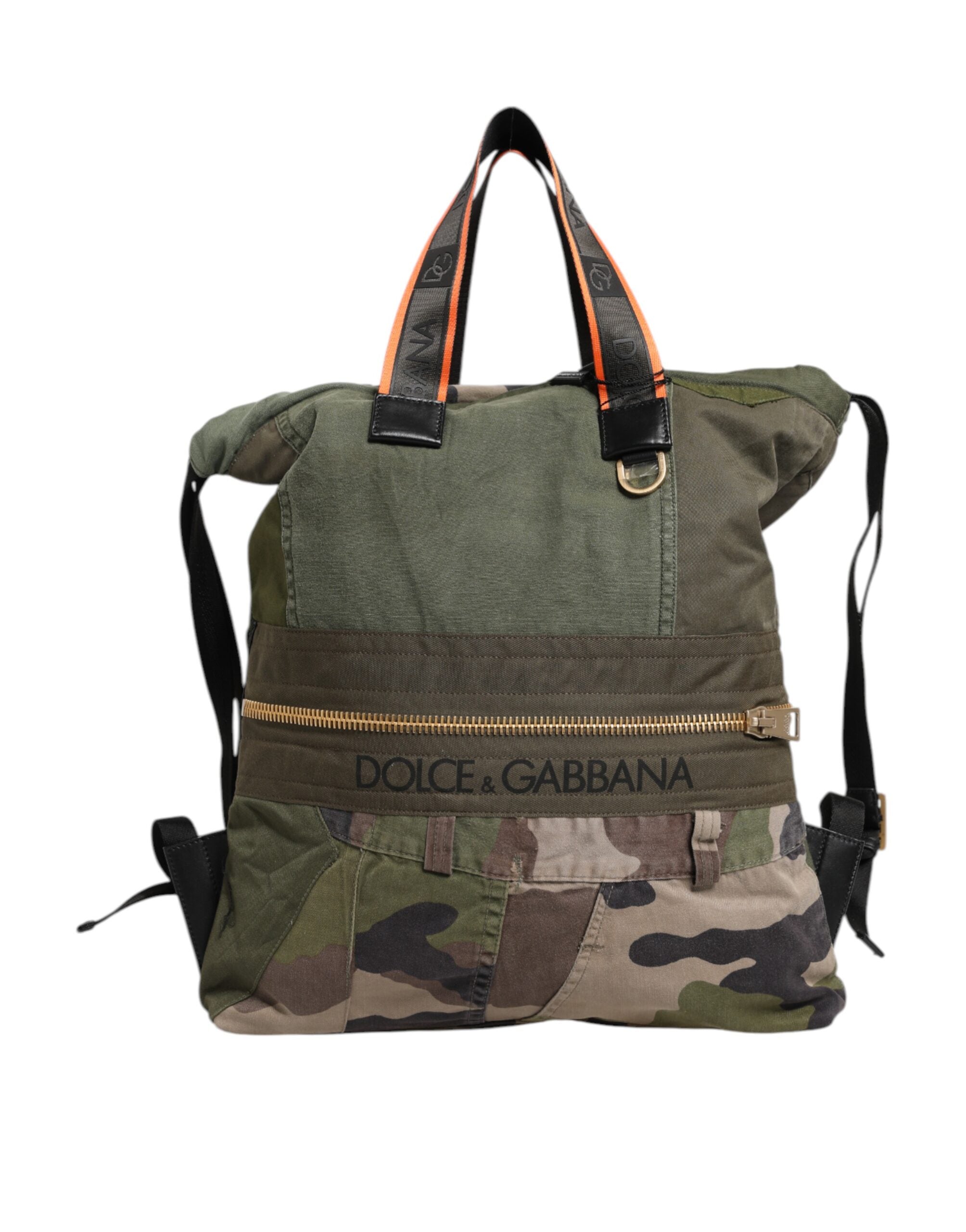 Dolce & Gabbana Military Green Patchwork Backpack Backpack Bag-1