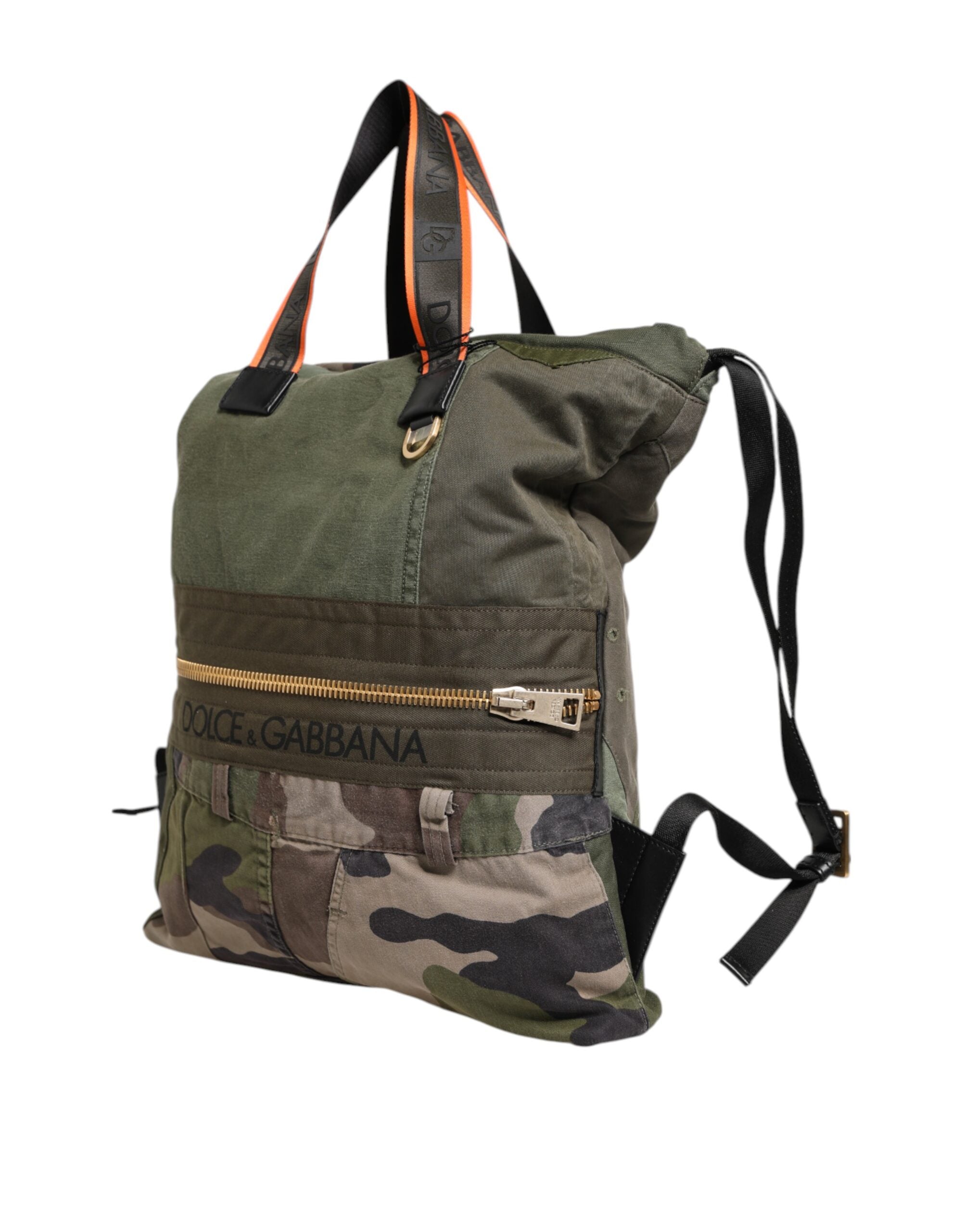 Dolce & Gabbana Military Green Patchwork Backpack Backpack Bag-4