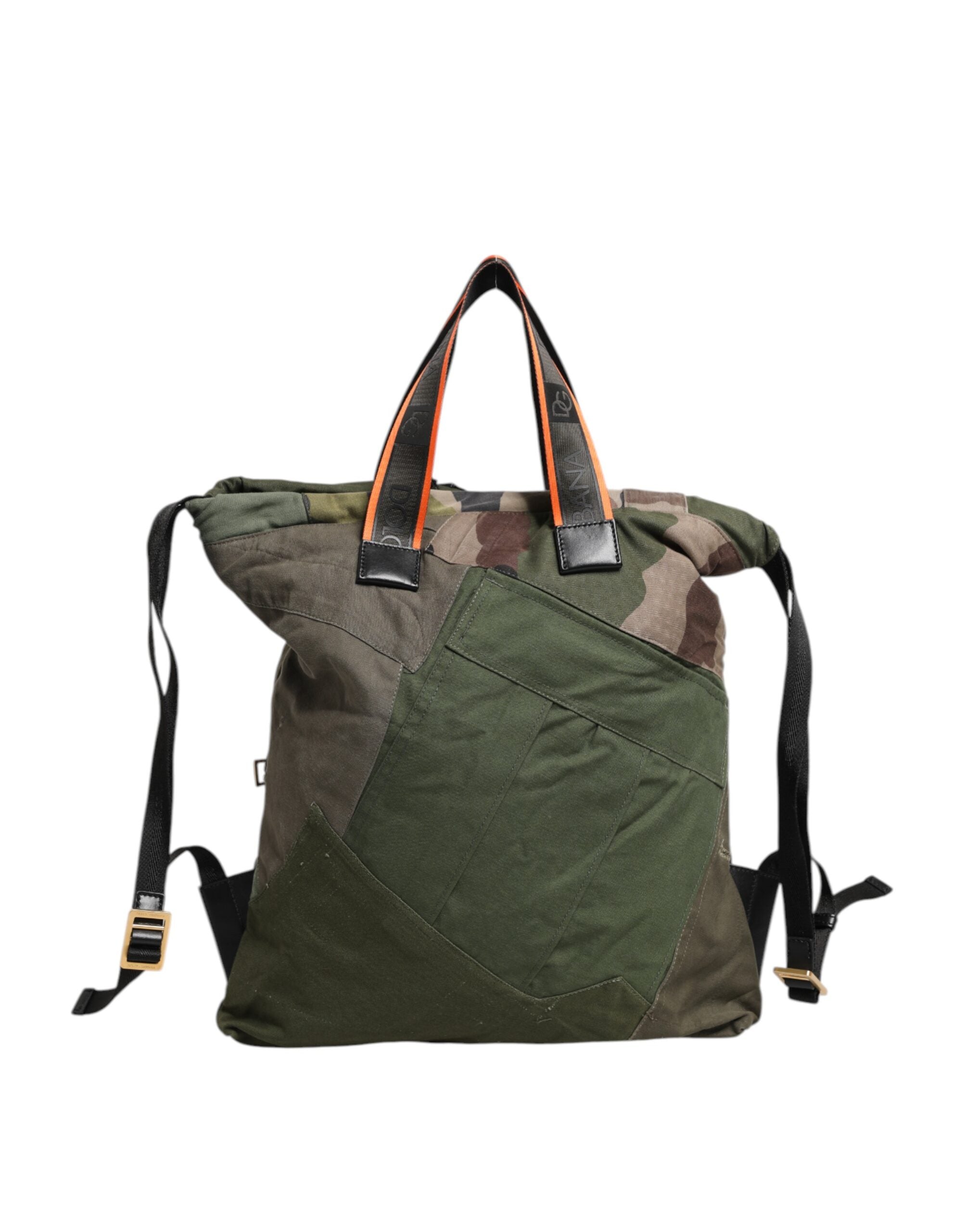 Dolce & Gabbana Military Green Patchwork Backpack Backpack Bag-5