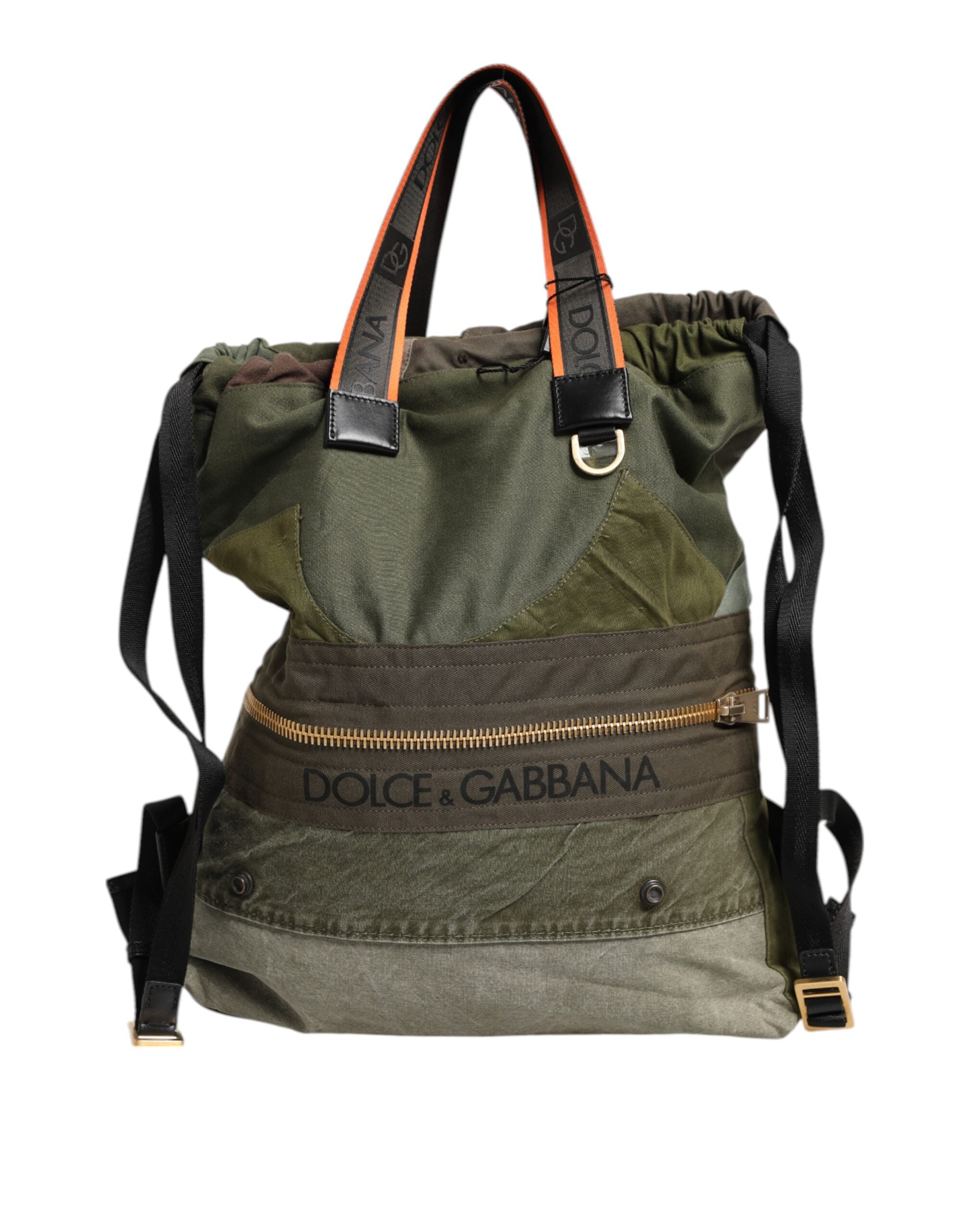Dolce & Gabbana Military Green Patchwork Backpack Backpack Bag-2