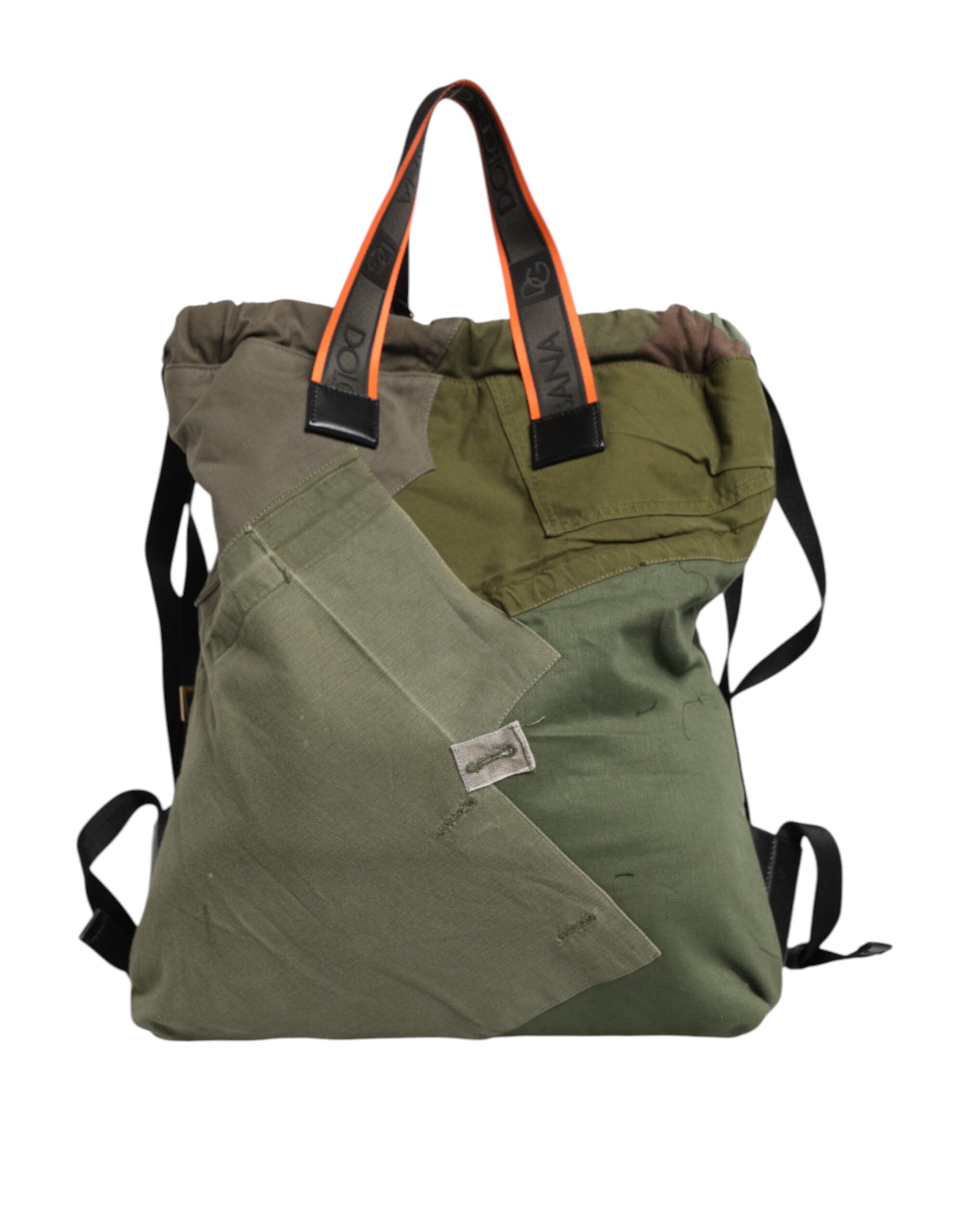 Dolce & Gabbana Military Green Patchwork Backpack Backpack Bag-5
