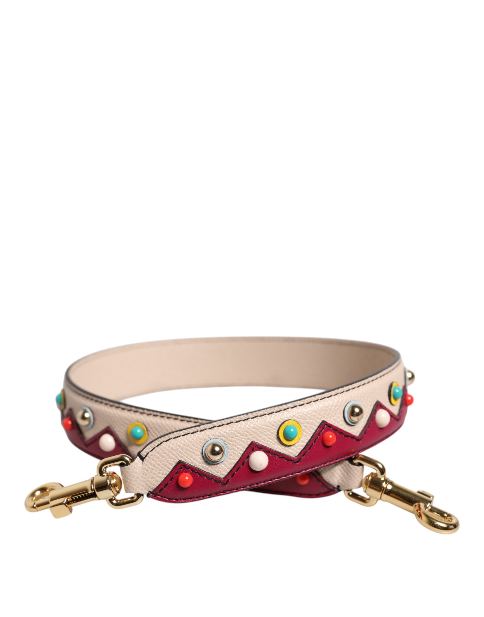 Correa de hombro para bolso de mano de piel beige y roja de Dolce & Gabbana-2