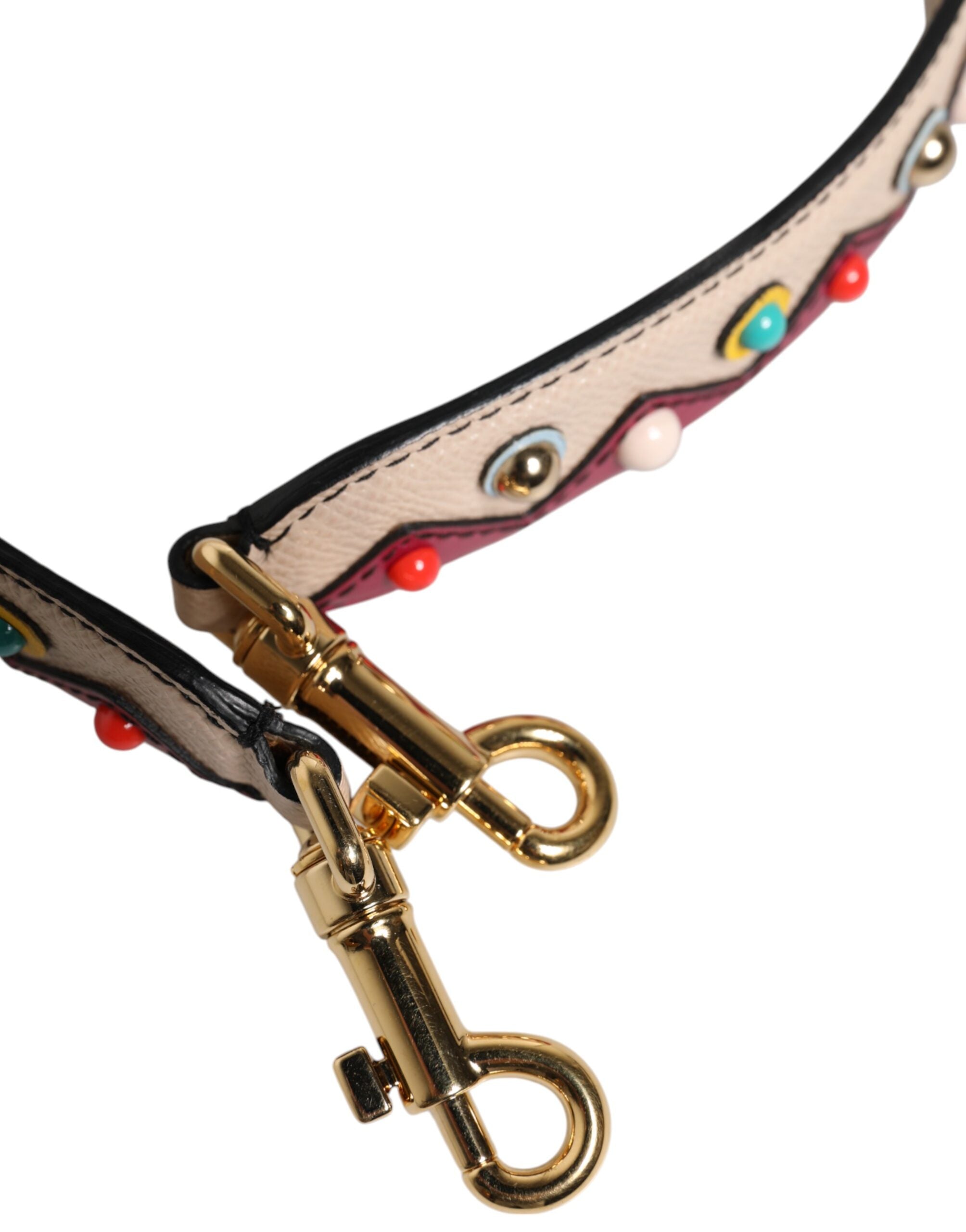 Correa de hombro para bolso de mano de piel beige y roja de Dolce & Gabbana-3