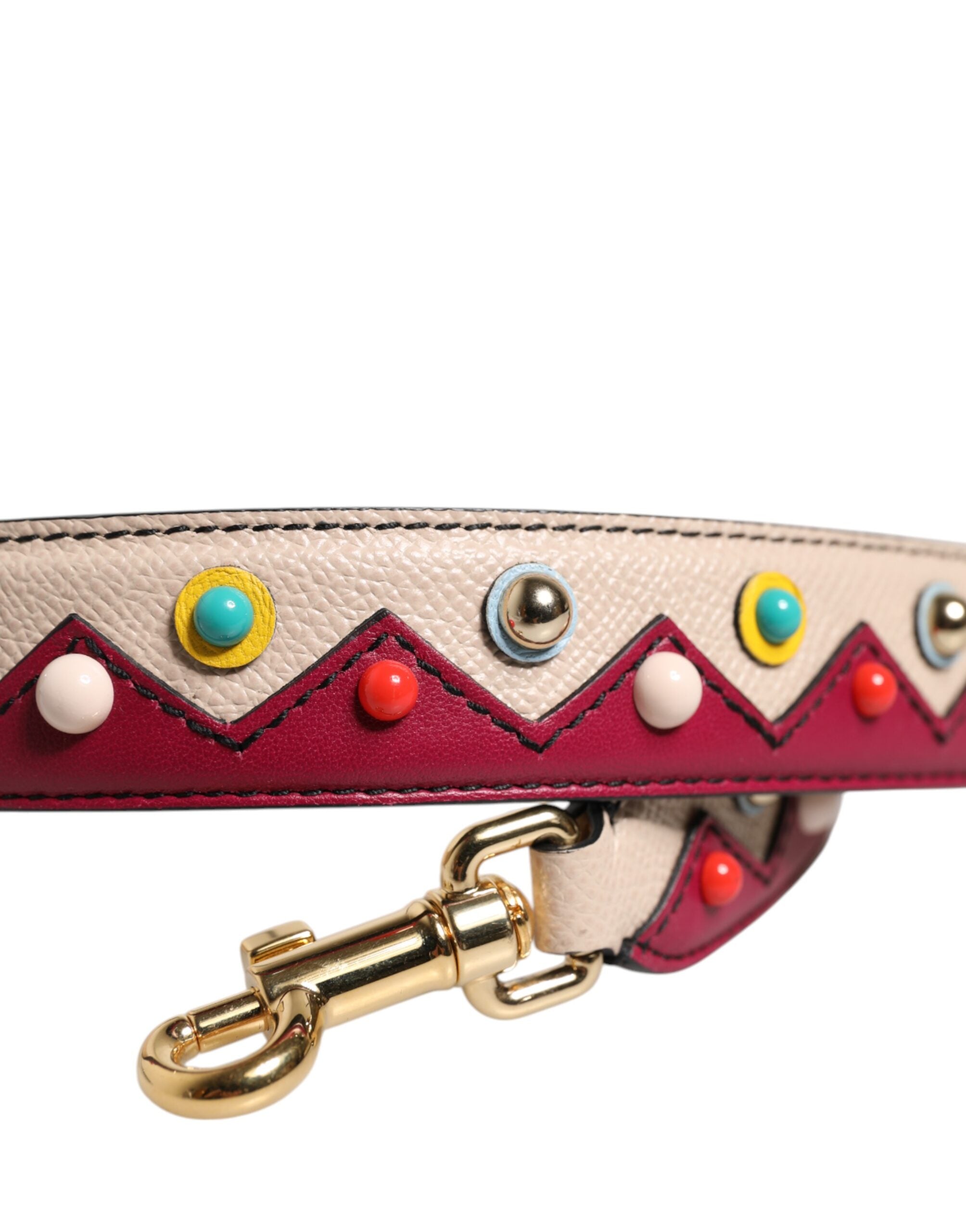Correa de hombro para bolso de mano de piel beige y roja de Dolce & Gabbana-4