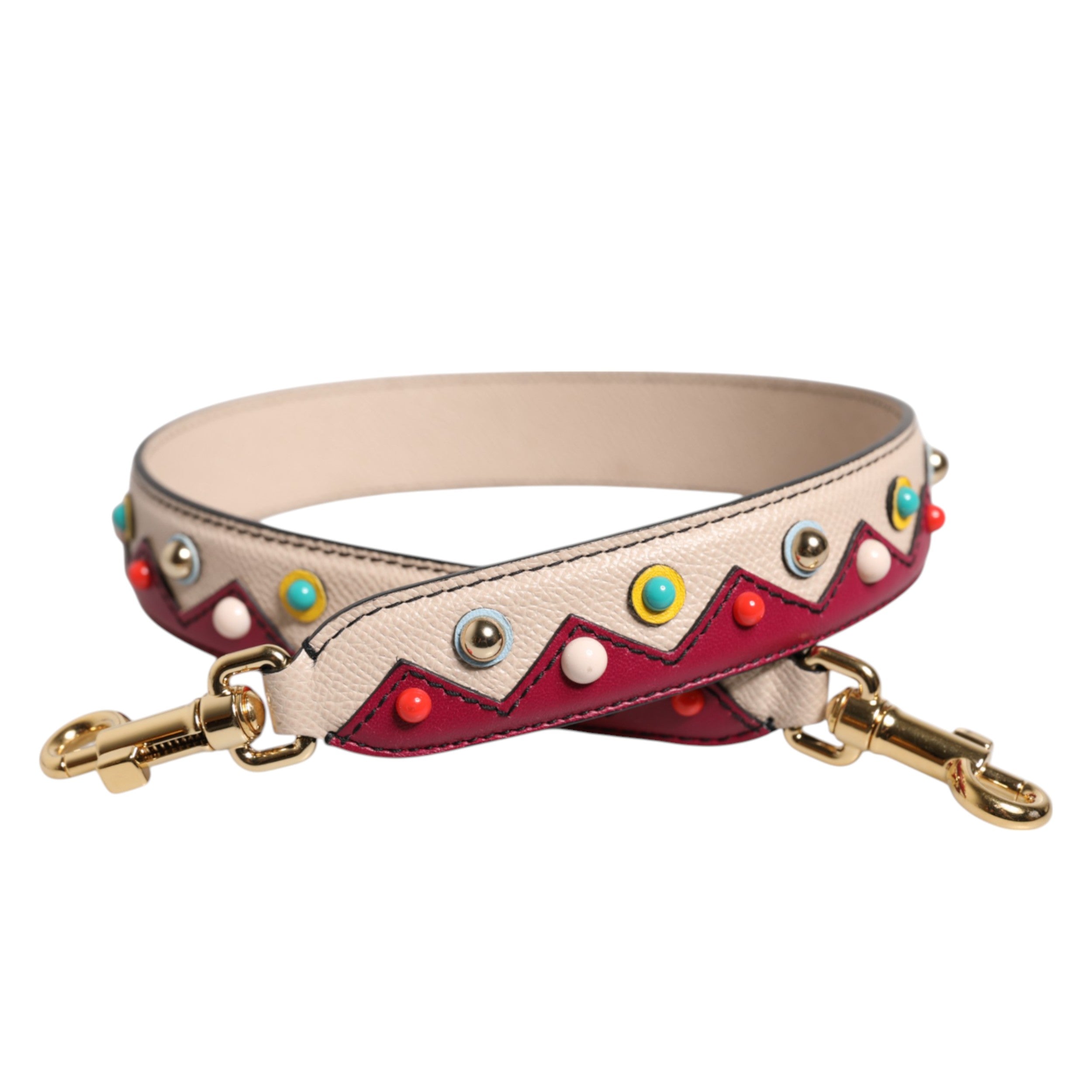 Correa de hombro para bolso de mano de piel beige y roja de Dolce & Gabbana-5