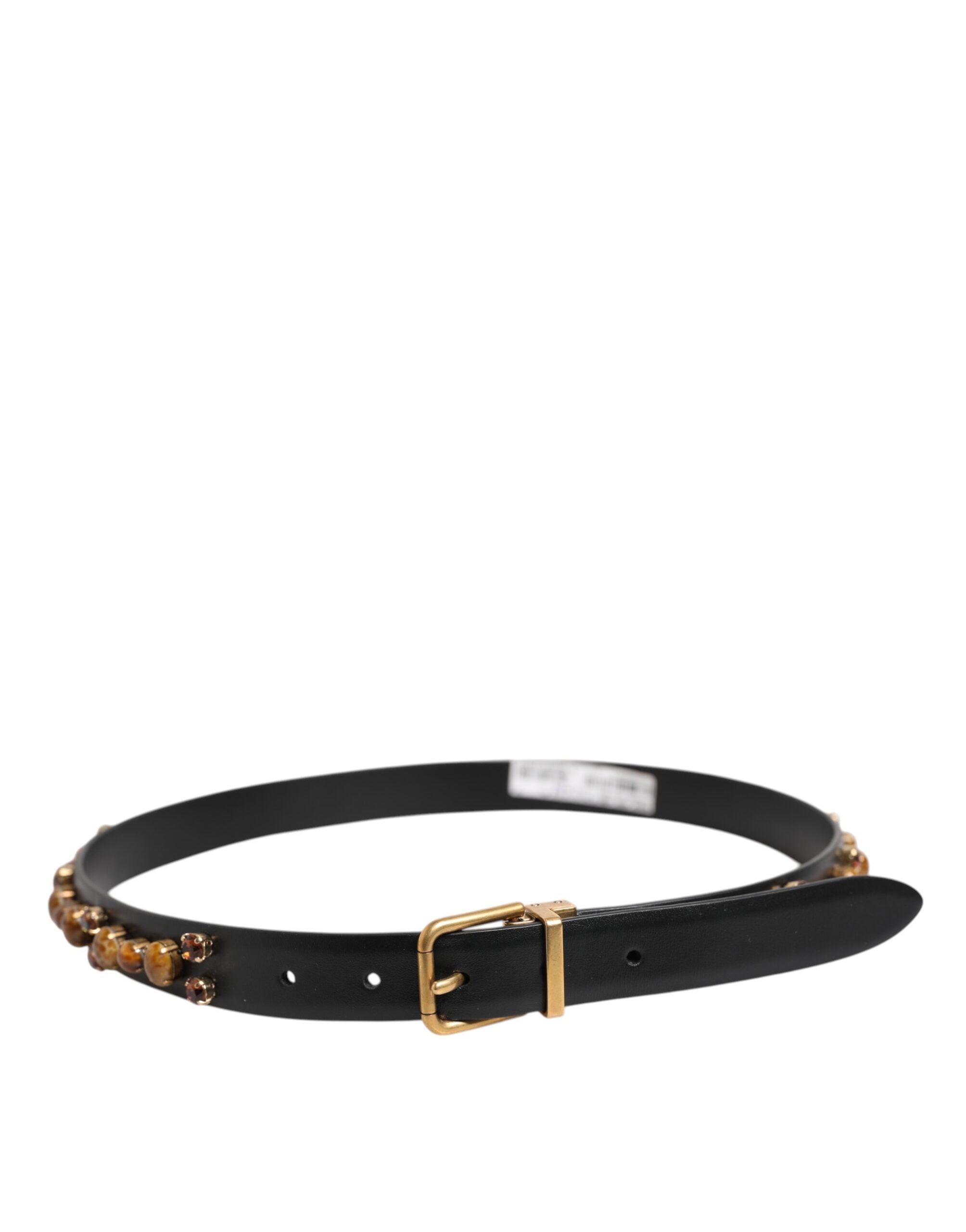 Cinturón de piel negra con tachuelas y hebilla dorada de Dolce & Gabbana-3