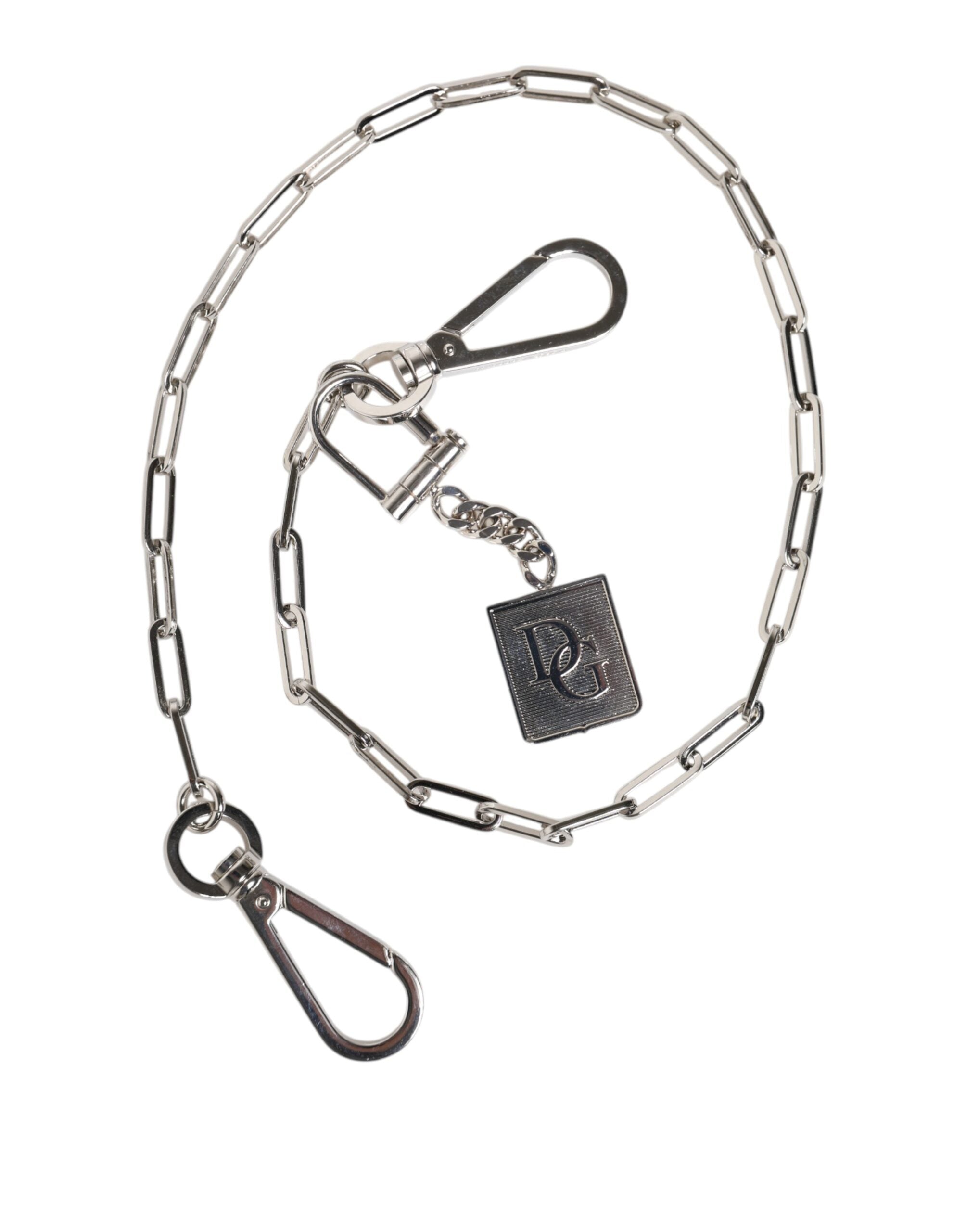 Dolce & Gabbana Silver-tone Metal Chain DG Charm Belt Keyring-1