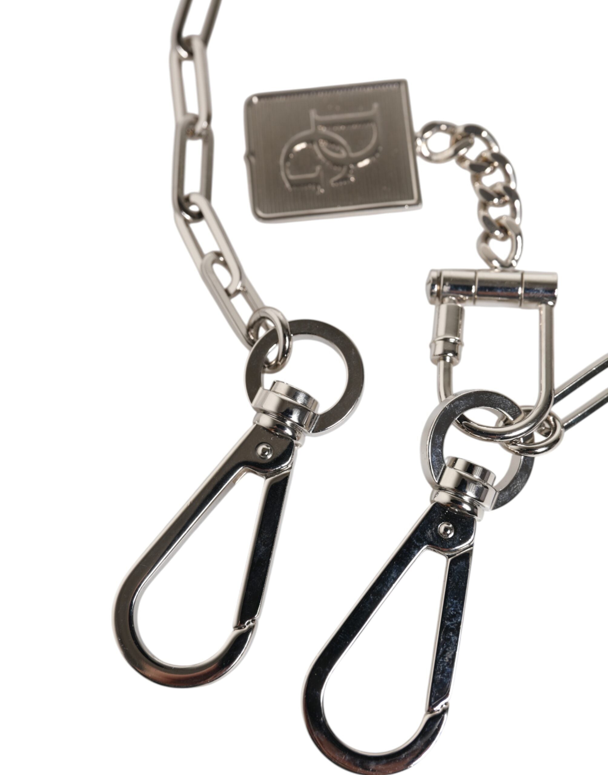 Dolce & Gabbana Silver-tone Metal Chain DG Charm Belt Keyring-3