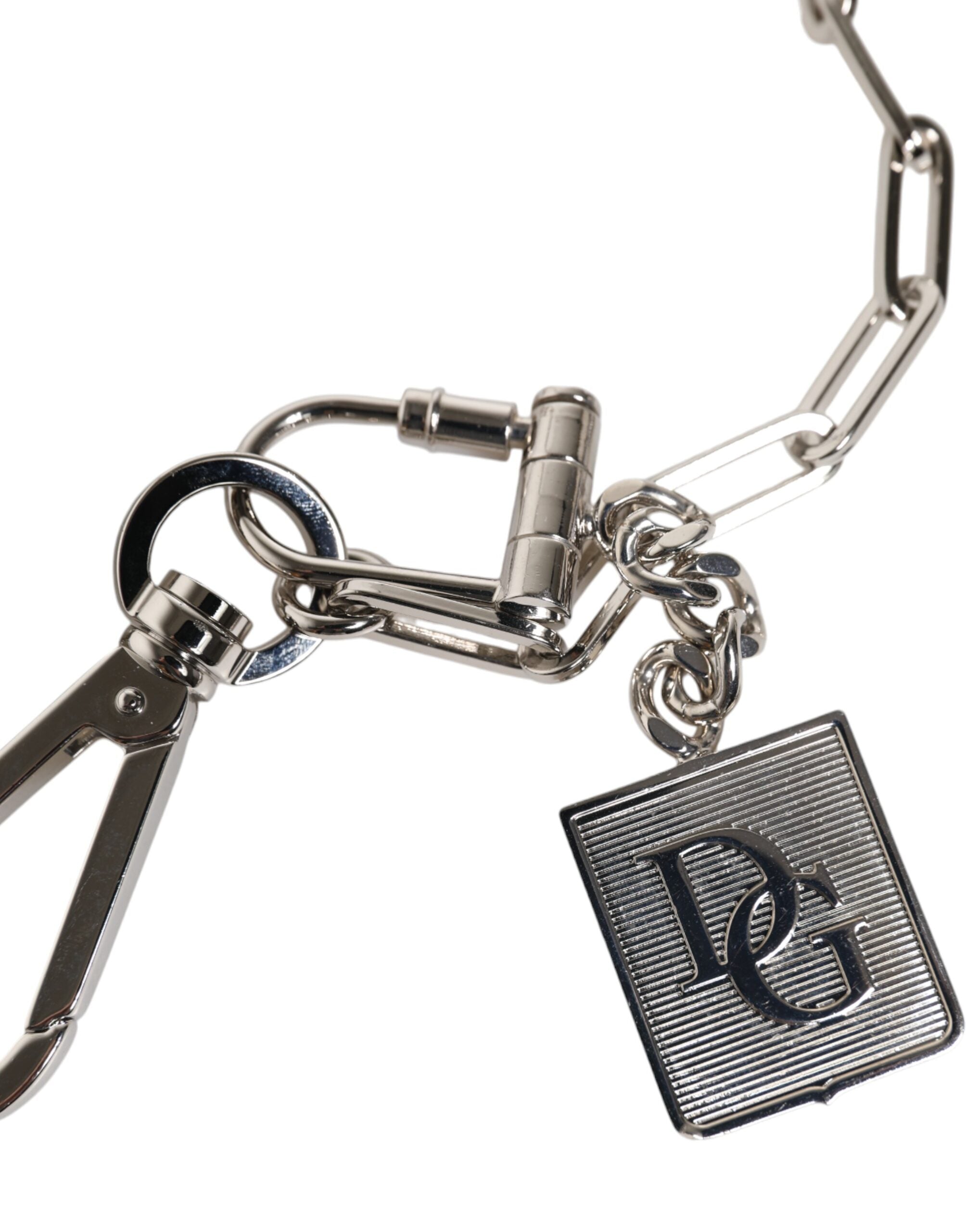 Dolce & Gabbana Silver-tone Metal Chain DG Charm Belt Keyring-4