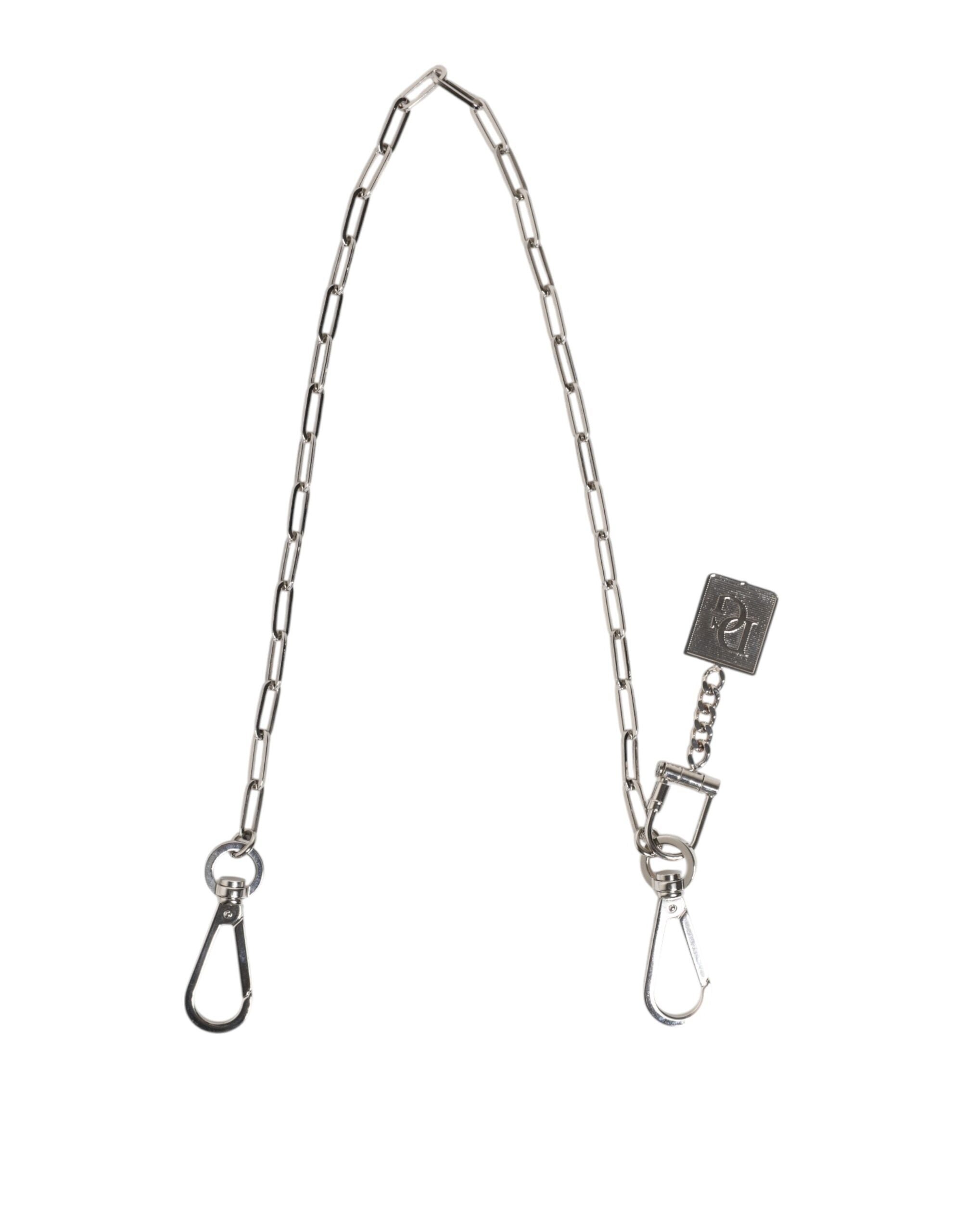 Dolce & Gabbana Silver-tone Metal Chain DG Charm Belt Keyring-5