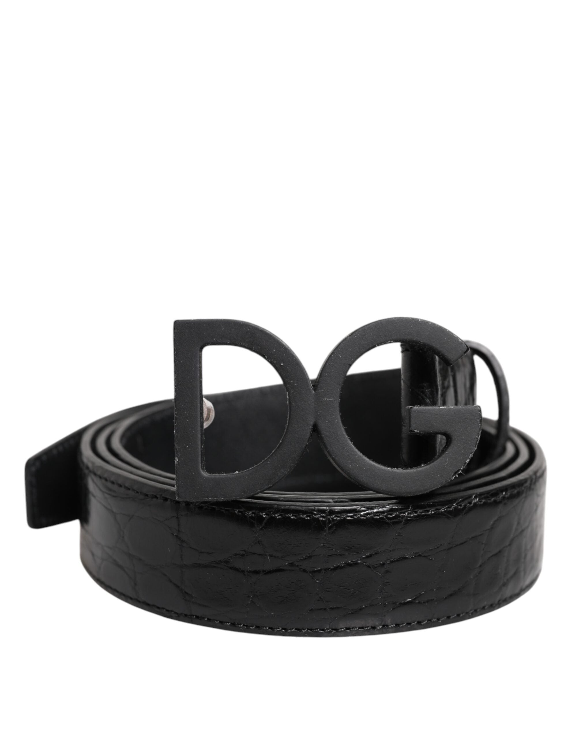 Dolce & Gabbana Black Leather Classic Metal DG Buckle Belt-2