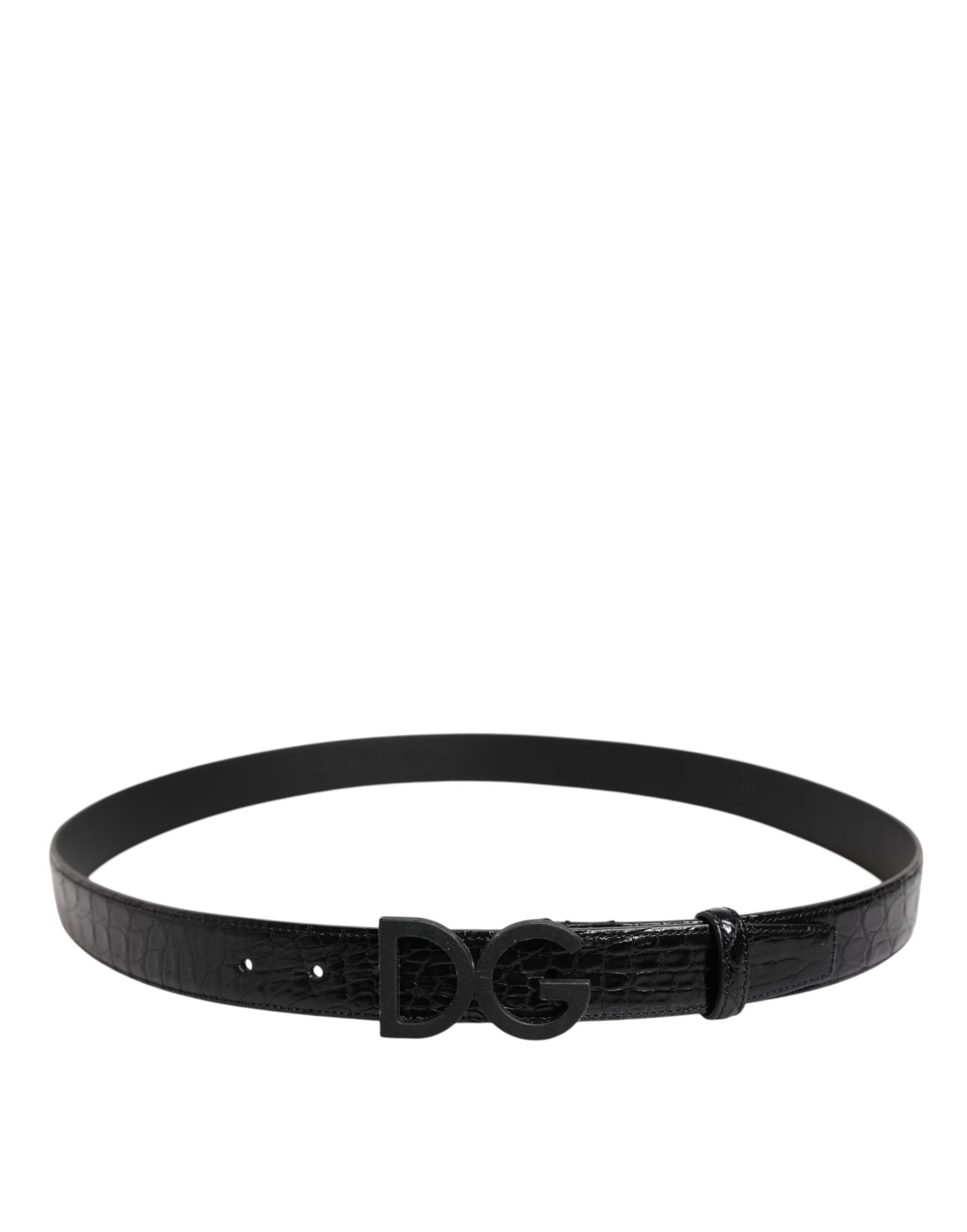 Dolce & Gabbana Black Leather Classic Metal DG Buckle Belt-3