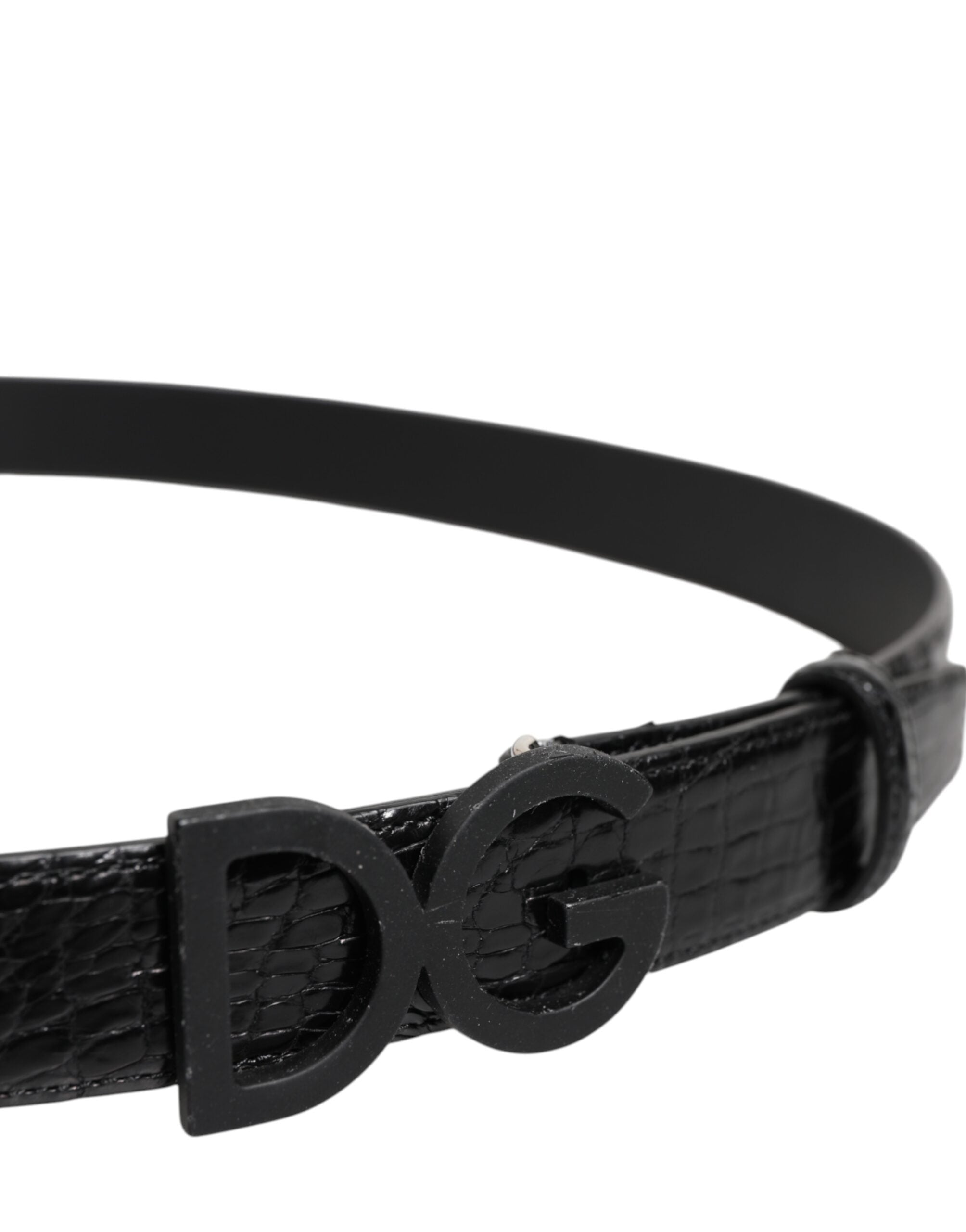 Dolce & Gabbana Black Leather Classic Metal DG Buckle Belt-4
