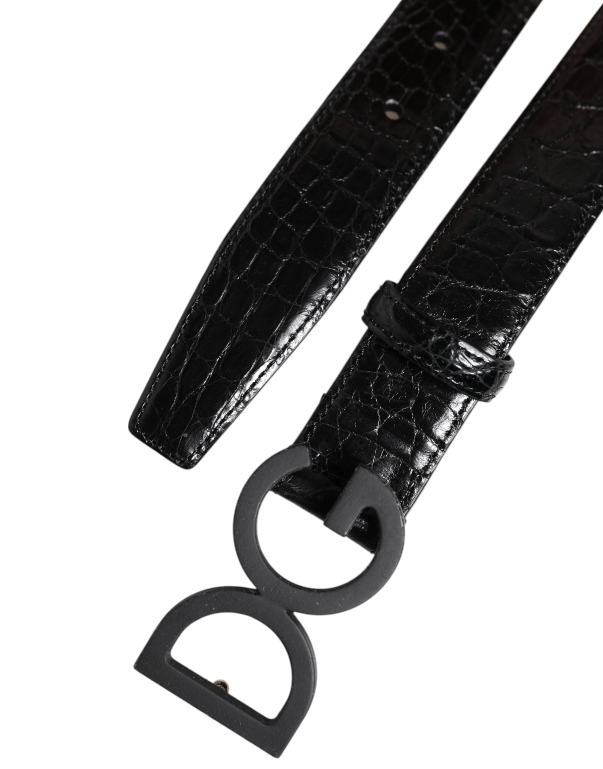 Dolce & Gabbana Black Leather Classic Metal DG Buckle Belt-6