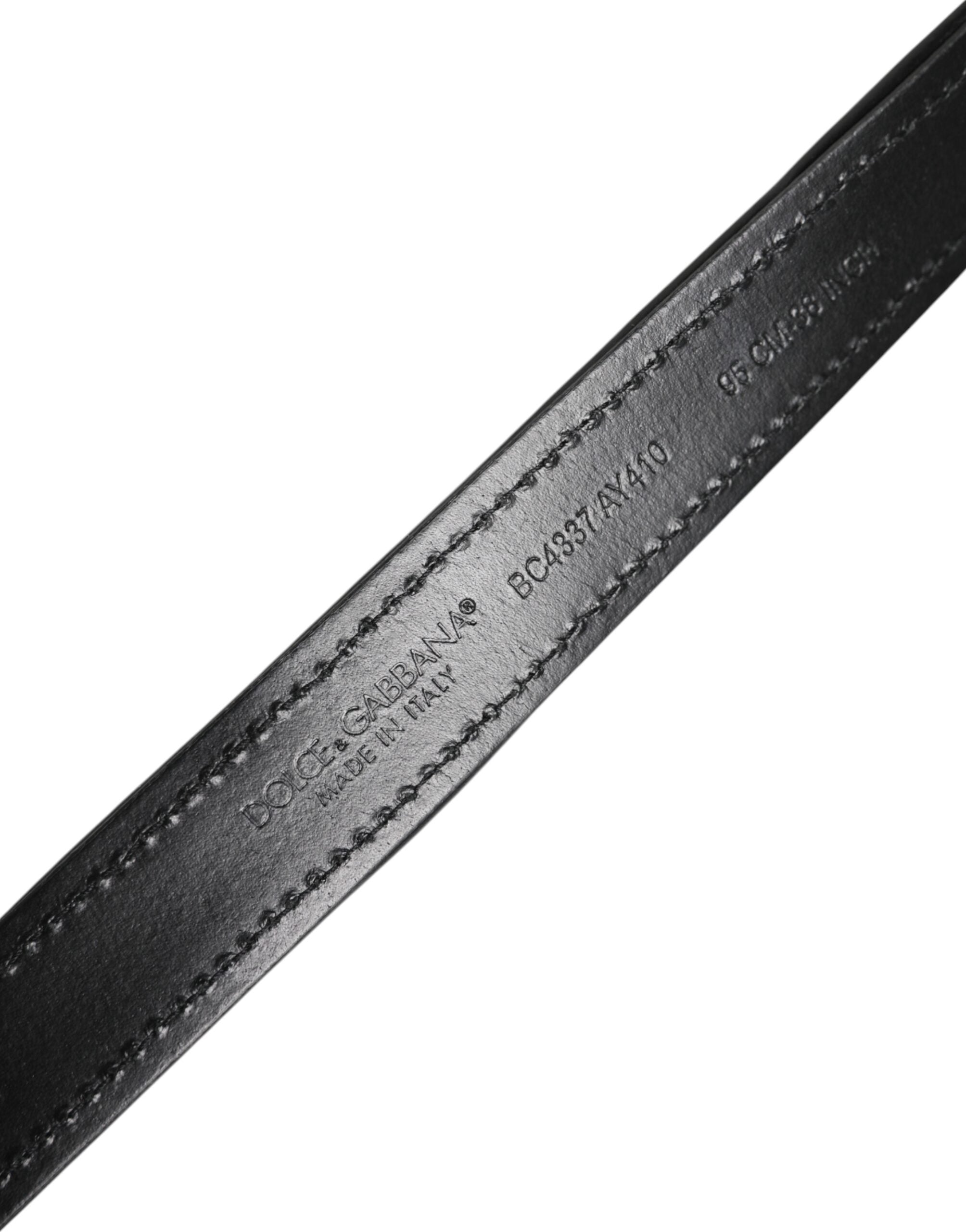 Dolce & Gabbana black belt with sequin embellishment and metal buckle-5