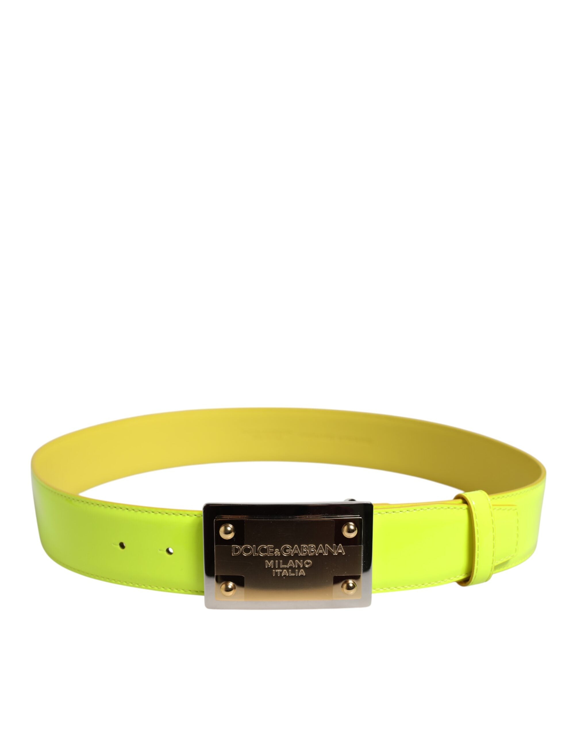Cinturón con hebilla clásica de metal con logotipo en amarillo y verde de Dolce & Gabbana-3