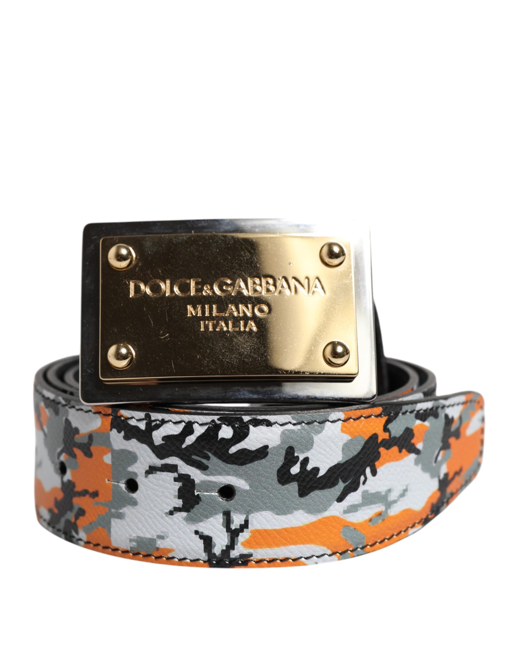 Dolce & Gabbana Multicolor Camouflage Metal Logo Buckle Belt-1