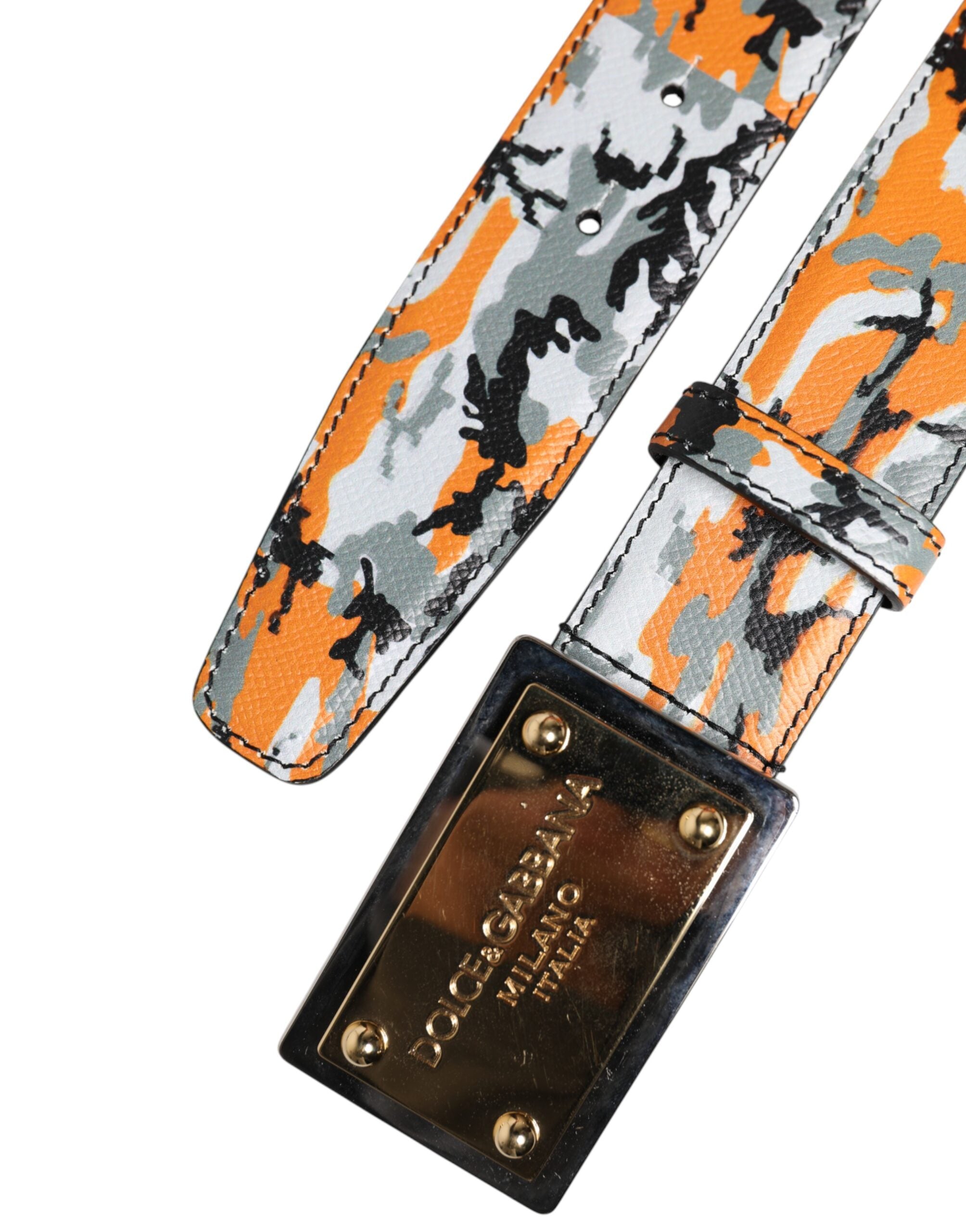 Dolce & Gabbana Multicolor Camouflage Metal Logo Buckle Belt-5