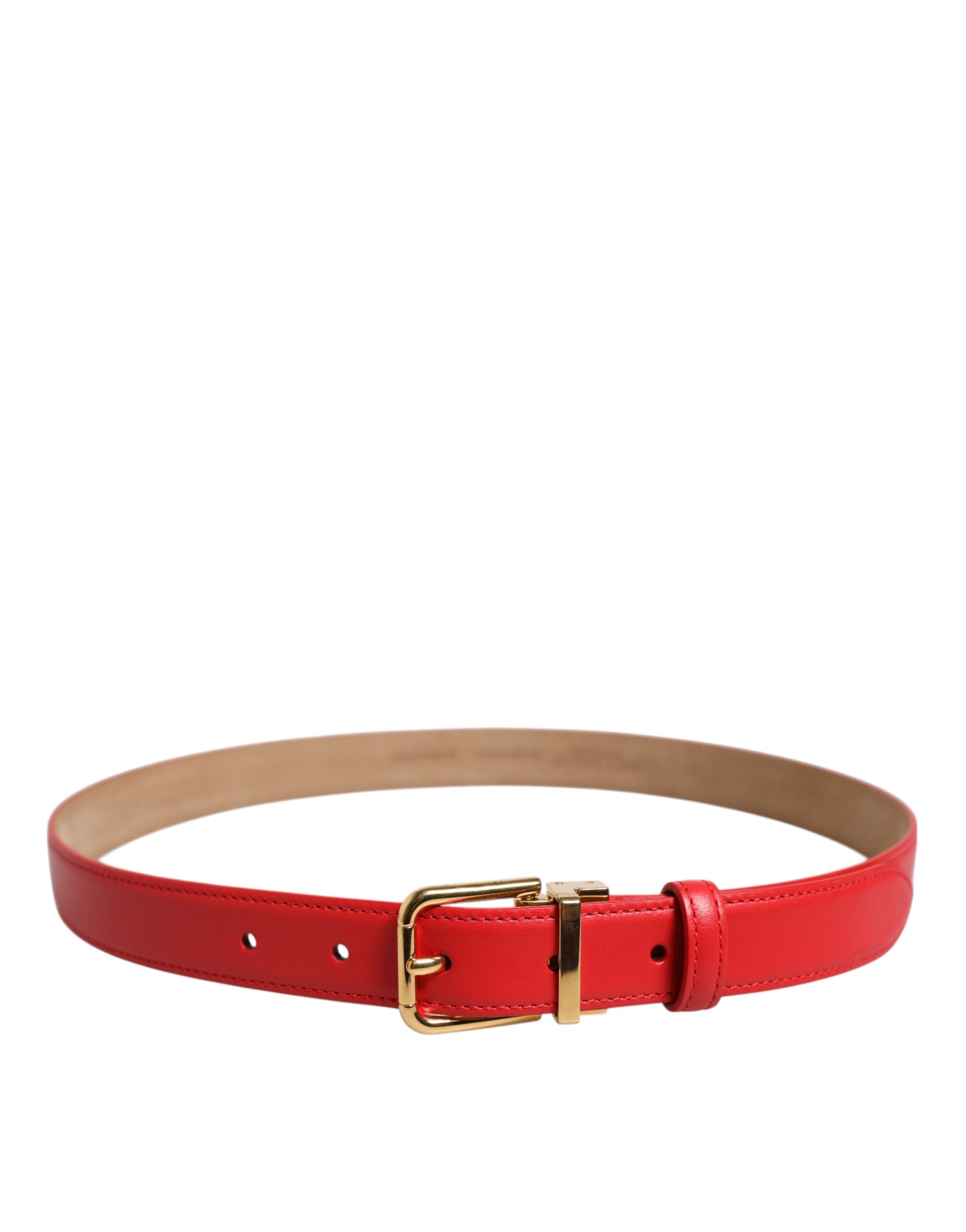 Dolce & Gabbana Roter Ledergürtel mit goldener Metallschnalle Cintura-3