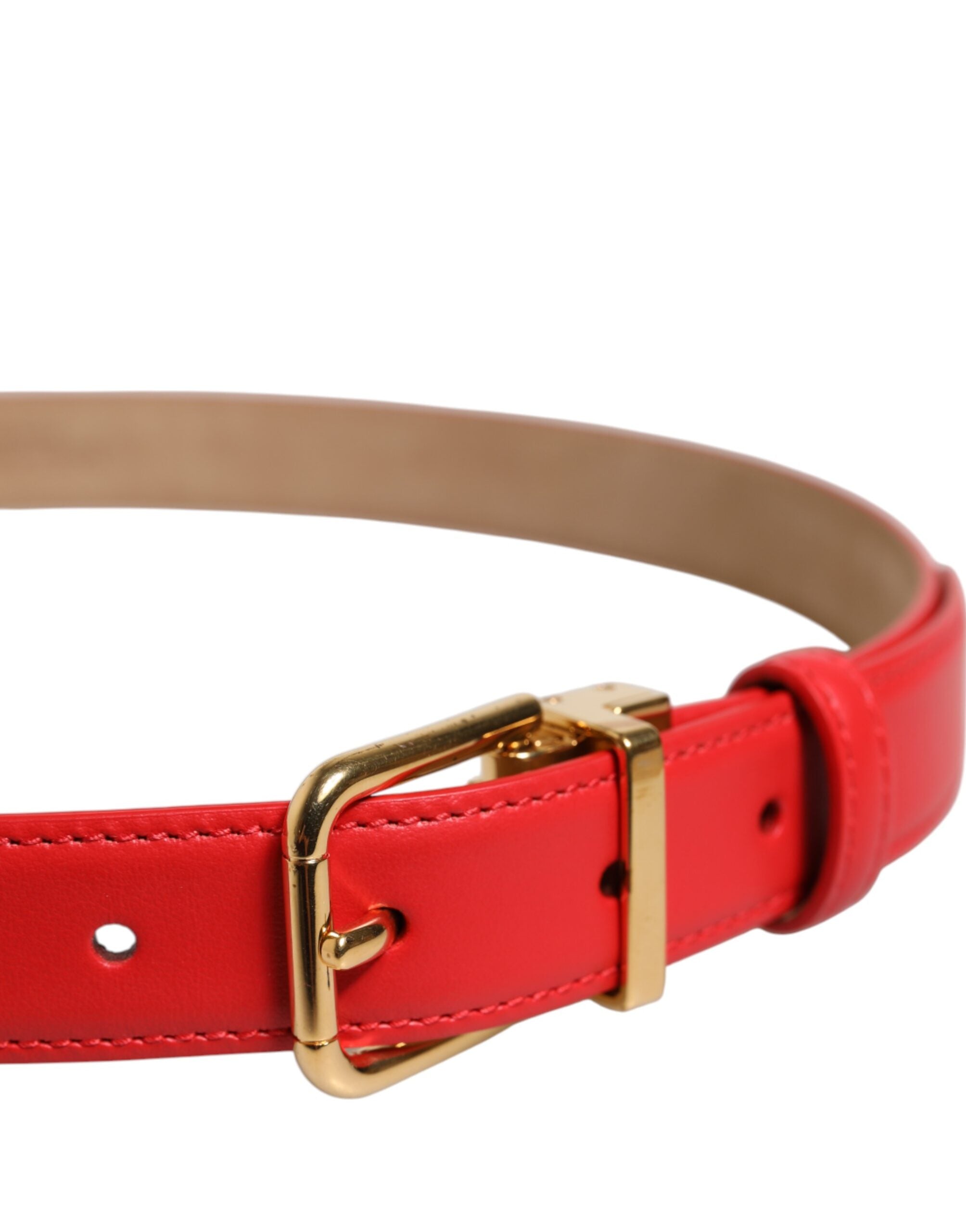 Dolce & Gabbana Roter Ledergürtel mit goldener Metallschnalle Cintura-4